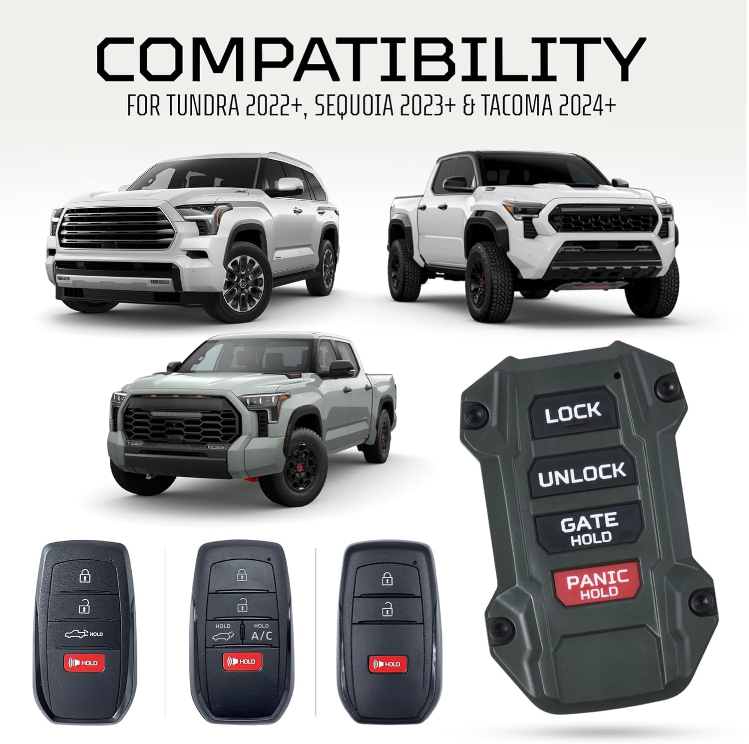 Ajt Design Replacement Keyfob Compatible With Toyota Tacoma (2024+), Tundra (2022+) & Sequoia (2023+) | Custom Made In Usa - Arm