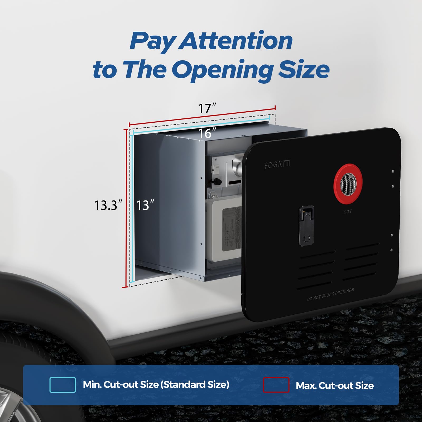 FOGATTI 15 x 18 Inches RV Water Heater Black Door ONLY. Door kit for FOGATTI RV Water Heaters, Galvanized Steel