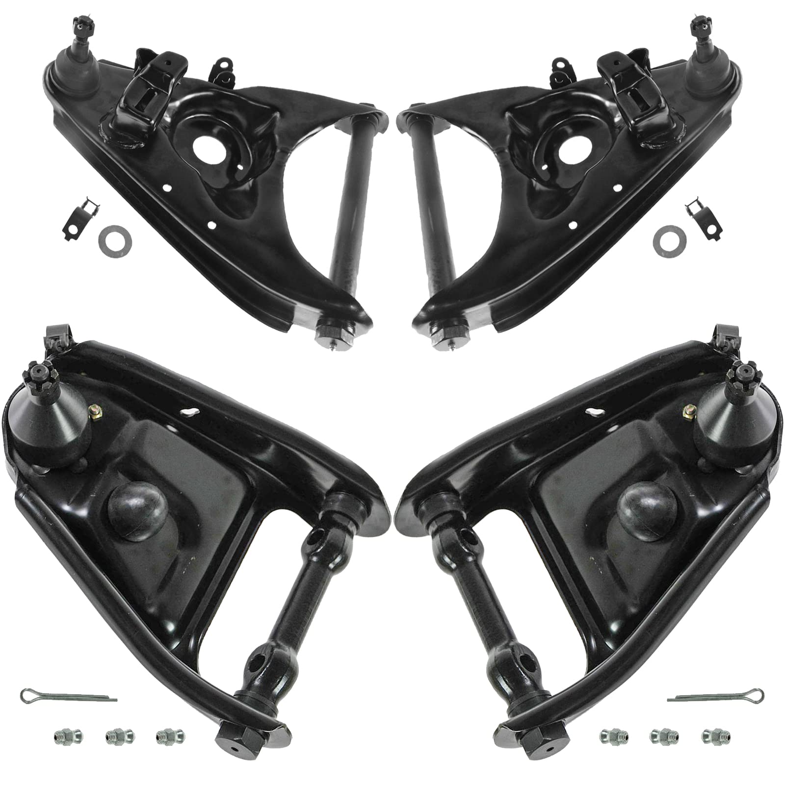 TRQ Front Upper & Lower Control Arm with Ball Joint Set Compatible with 73-99 Chevrolet GMC