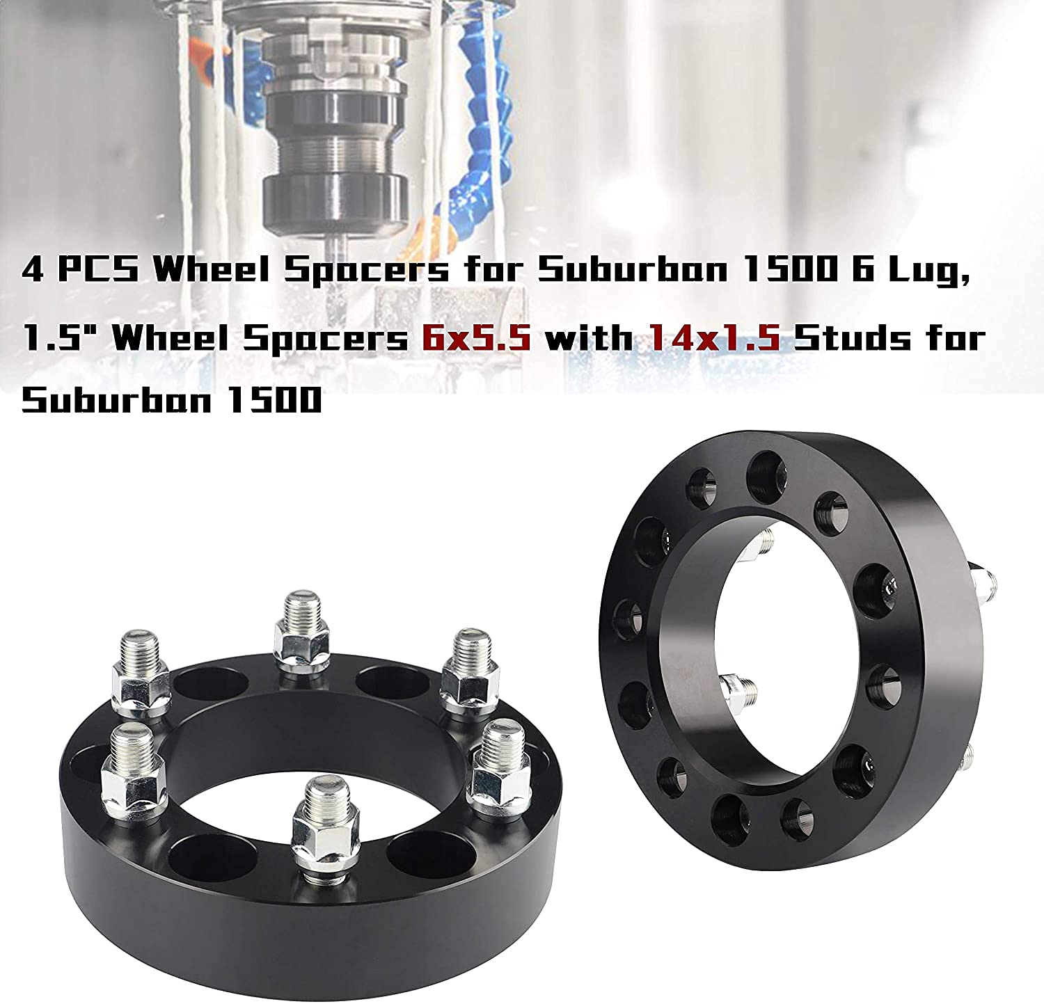 Richeer 6X5.5 Wheel Spacer Compatible With Silverado Suburban Sierra Savana 1500 Express Tahoe Yukon Escalade C2500 K2500, 1.5''