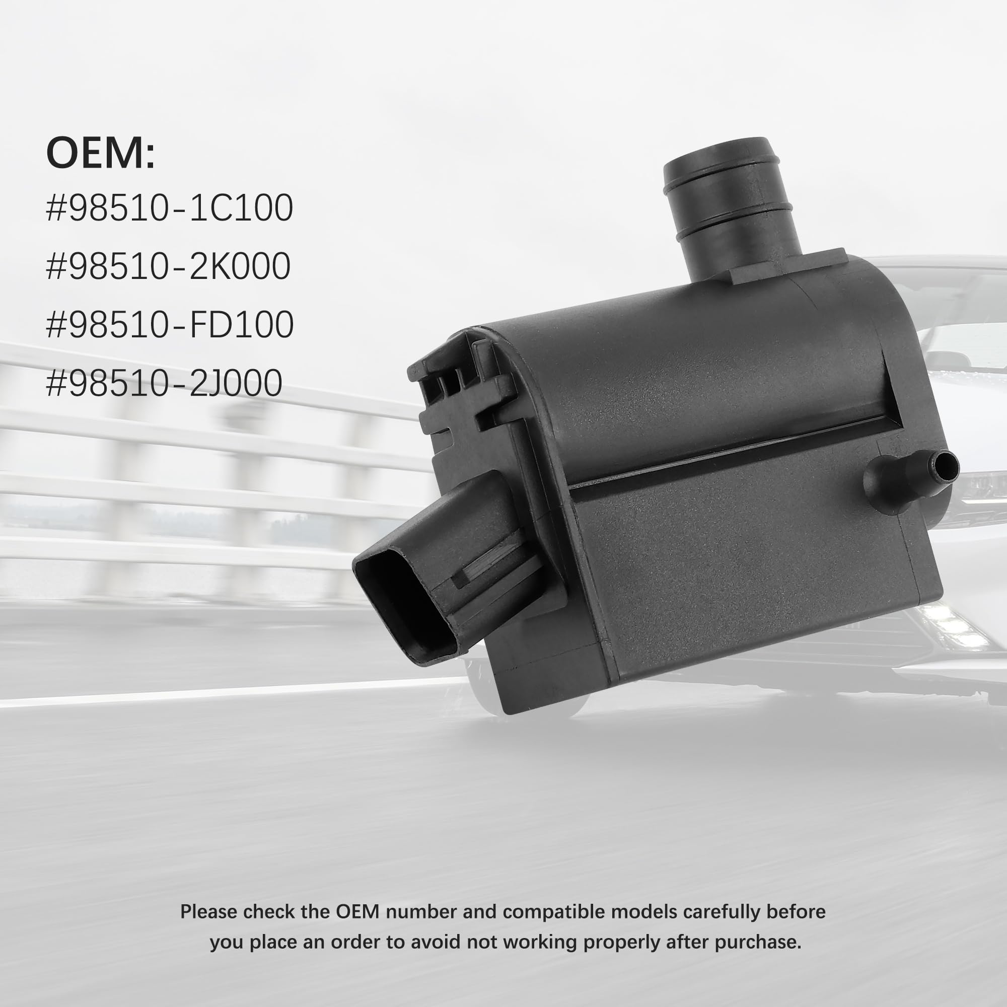 Windshield Washer Pump Replacement Oem#98510-1C100,98510-2K000 With Grommet,Windshield Wiper Pump Compatible With Kia Hyundai,St