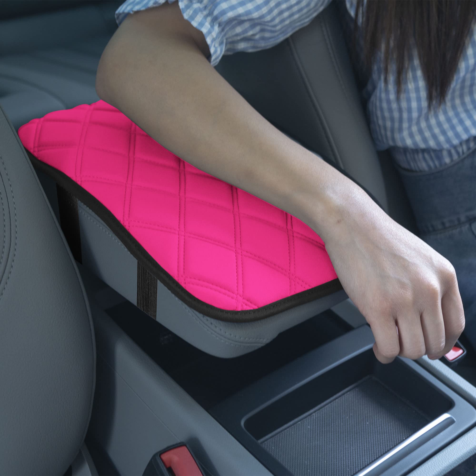 FH Group Diamond Pattern Neosupreme Center Console Pad Water-Resistant Black Seat Box Cover Protector fits Most Cars, SUVs, and