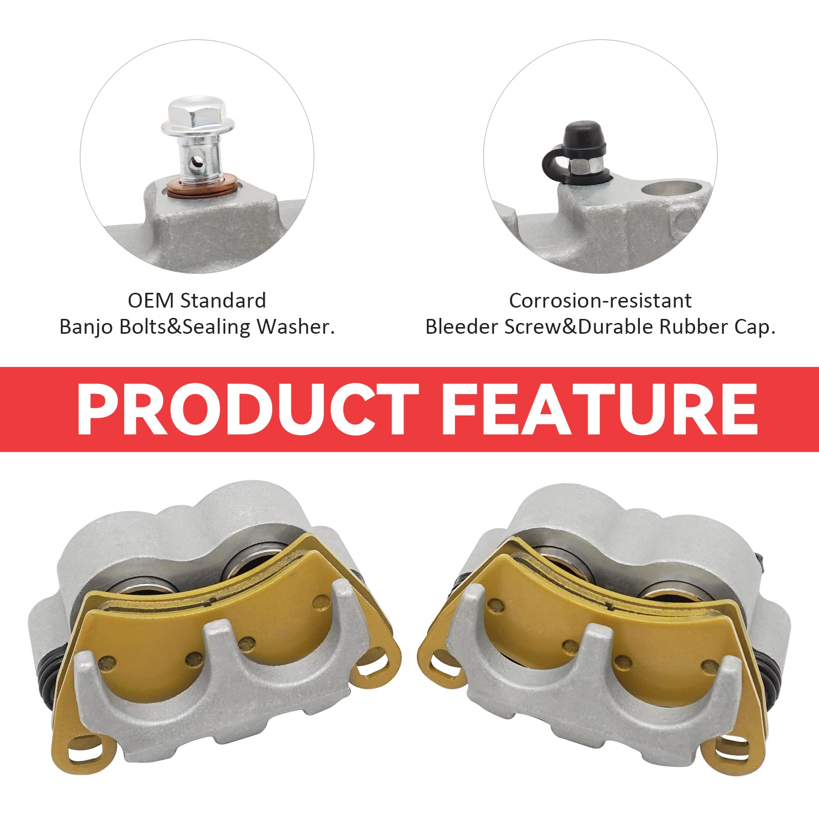 Rear Brake Caliper for Polaris RZR 1000 XP, RZR Turbo, RZR RS1, RZR 900 4-Seater Without Bracket OEM# 1912141 1912142 1912478 19