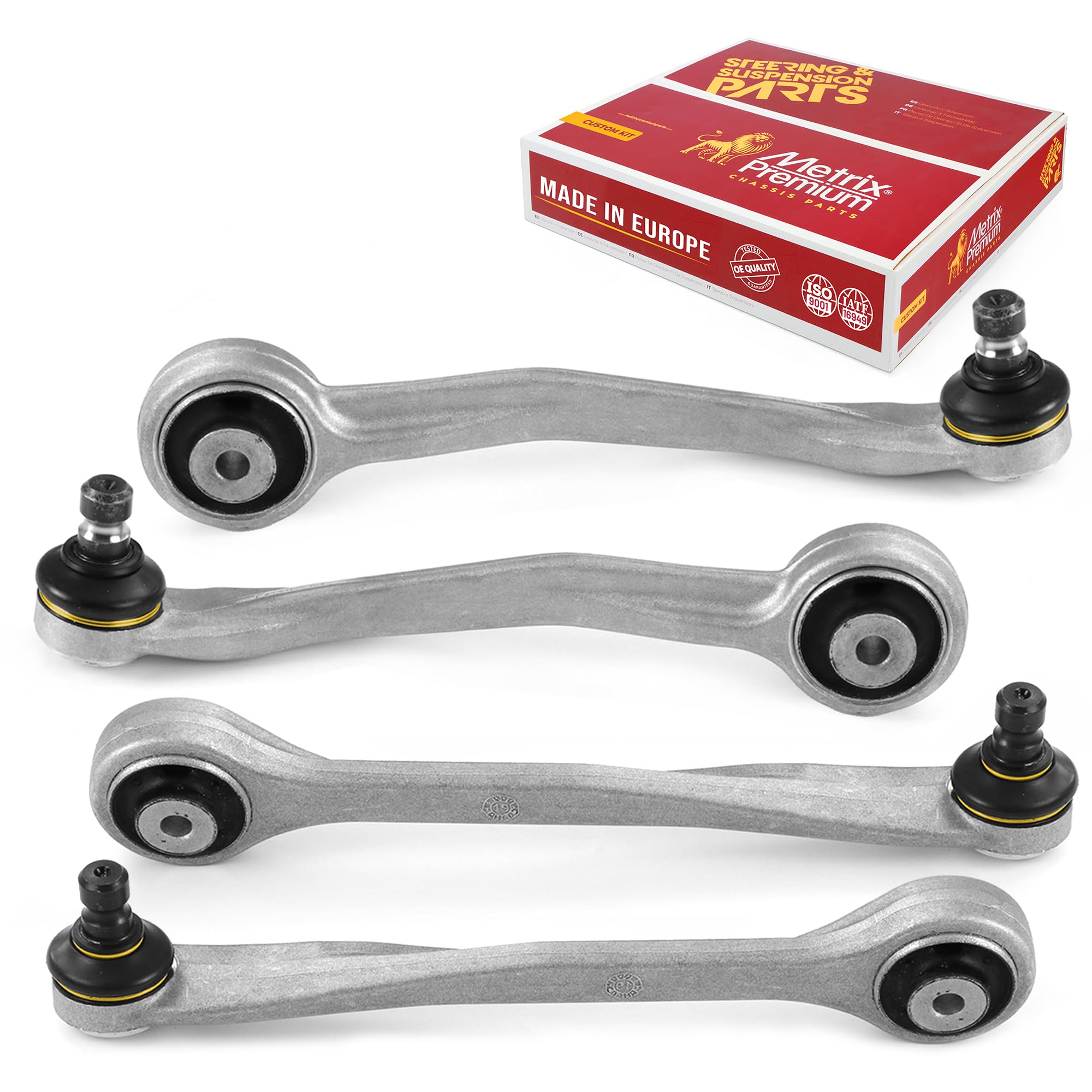 Metrix Premium Chassis Parts - 4 Pc Front Upper Forward & Front Upper Rearward Control Arm Kit Fits 13-16 Audi Allroad, 13-16 A4