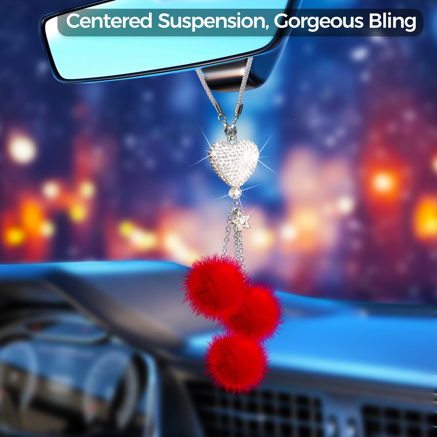 Bling Car Accessories Interior For Women - Girly Crystal Car Rearview Mirror Decor, Cute Rinestones Diamond Para Carro De Mujer,