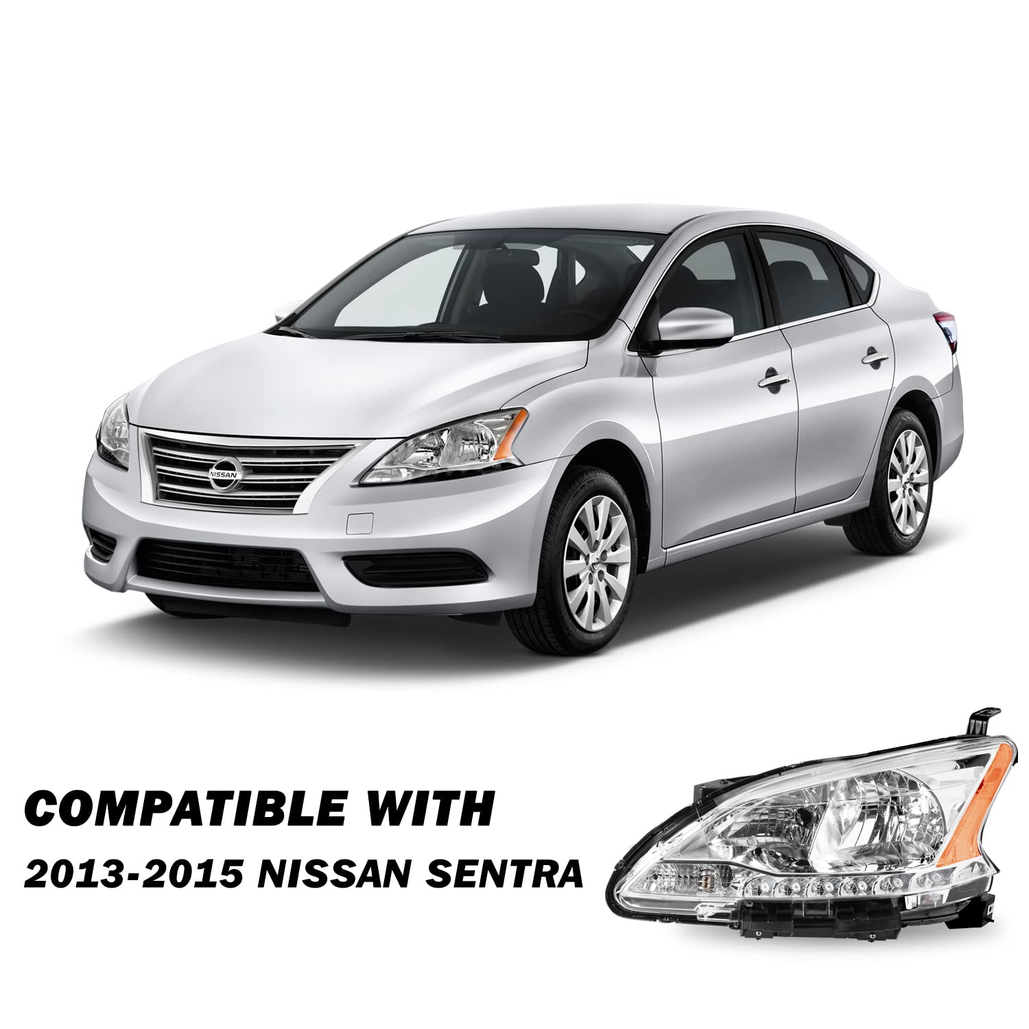 Sockir Headlight Assembly Fit For 2013-2015 Nissan Sentra Oem Style Headlamp Replacement Left Driver Side