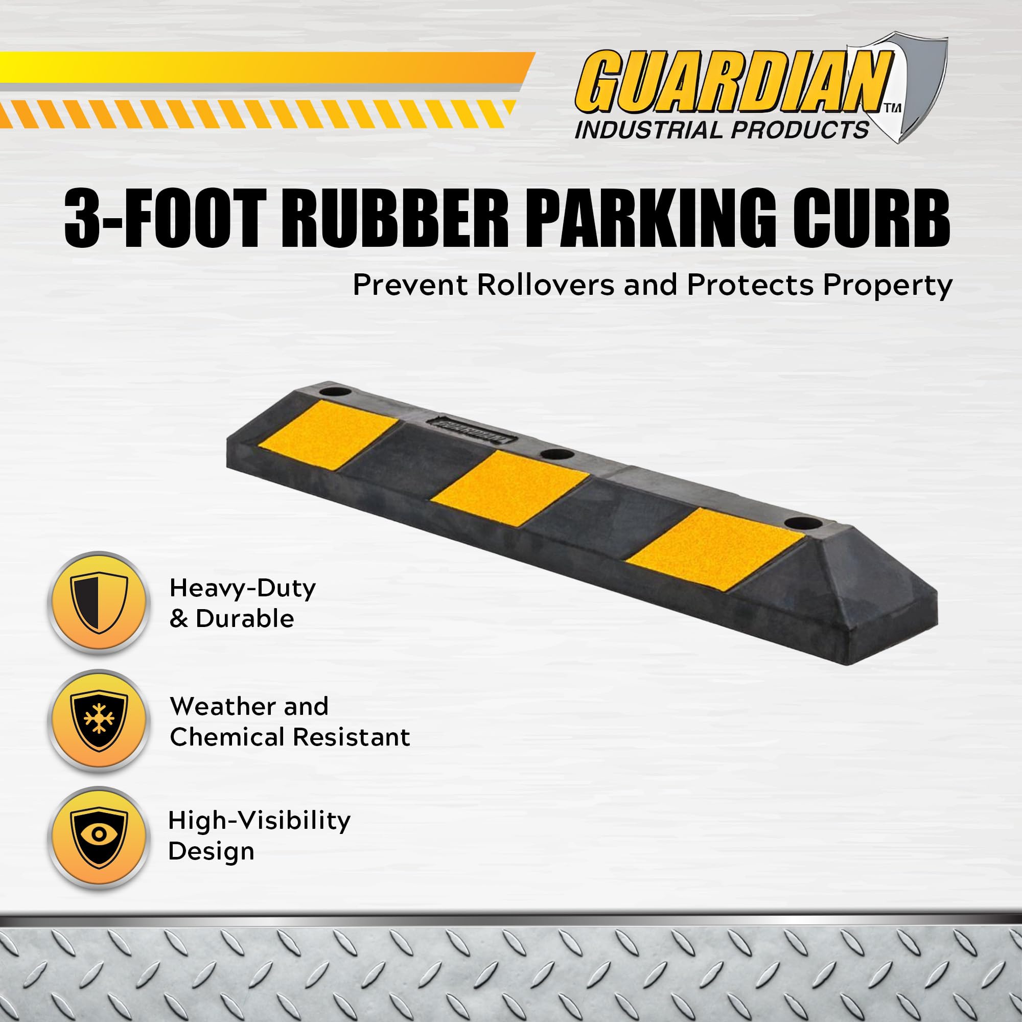 Guardian Dh-Pb-5 Heavy Duty Rubber Parking Curb - 36 Inch X 5.9 Inch