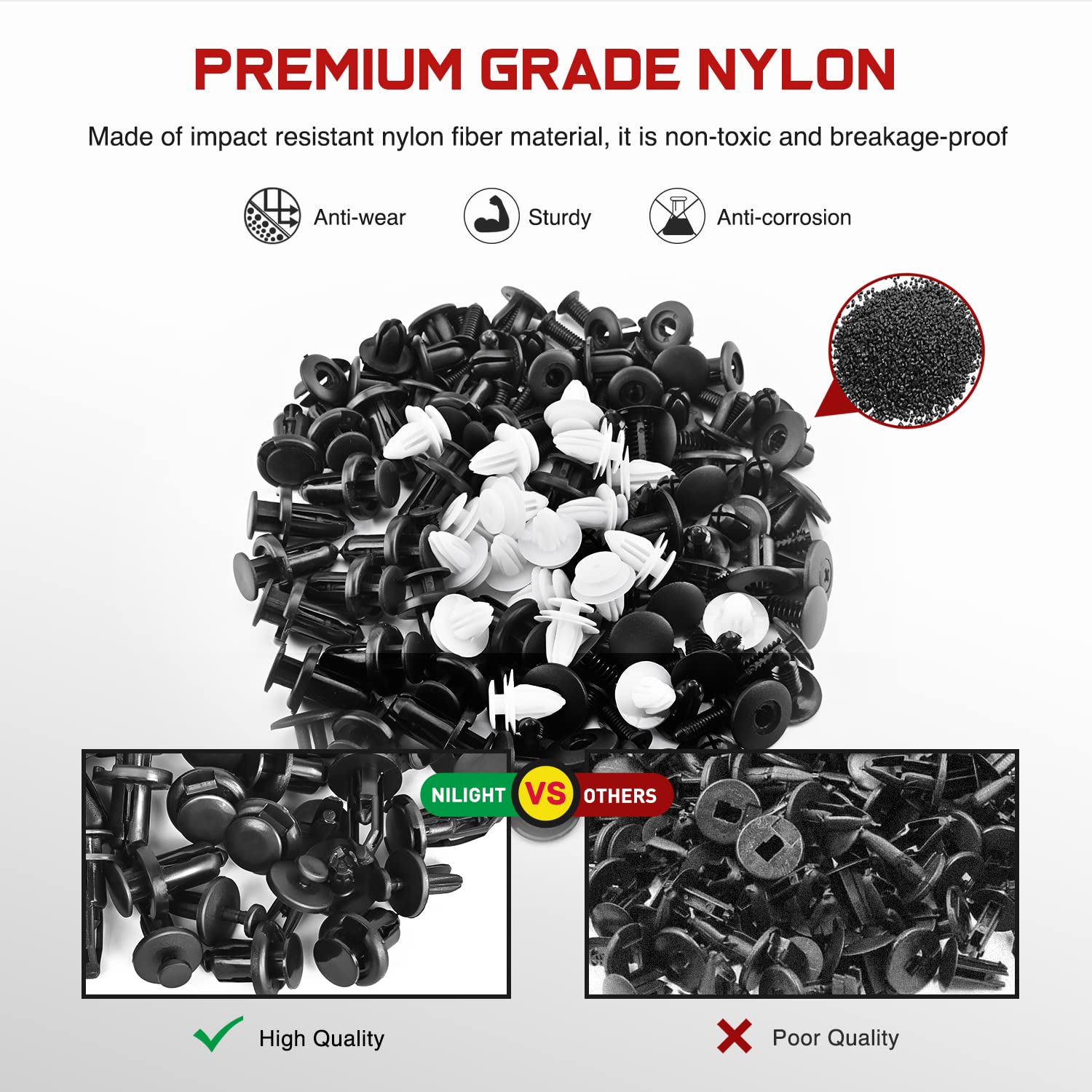 Nilight 120Pcs Car Retainer Clips Fastener Remover 6Mm 7.6Mm 8Mm 8.8Mm10Mm Expansion Screws Replacement Kit Bumper Push Rivet Cl