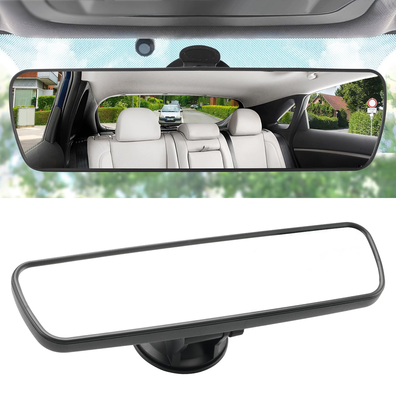 Livtee Anti Glare Car Rearview Mirror With Adjustable Suction Cup, Hd Universal Car Interior Rear View Mirror With Panoramic Wid