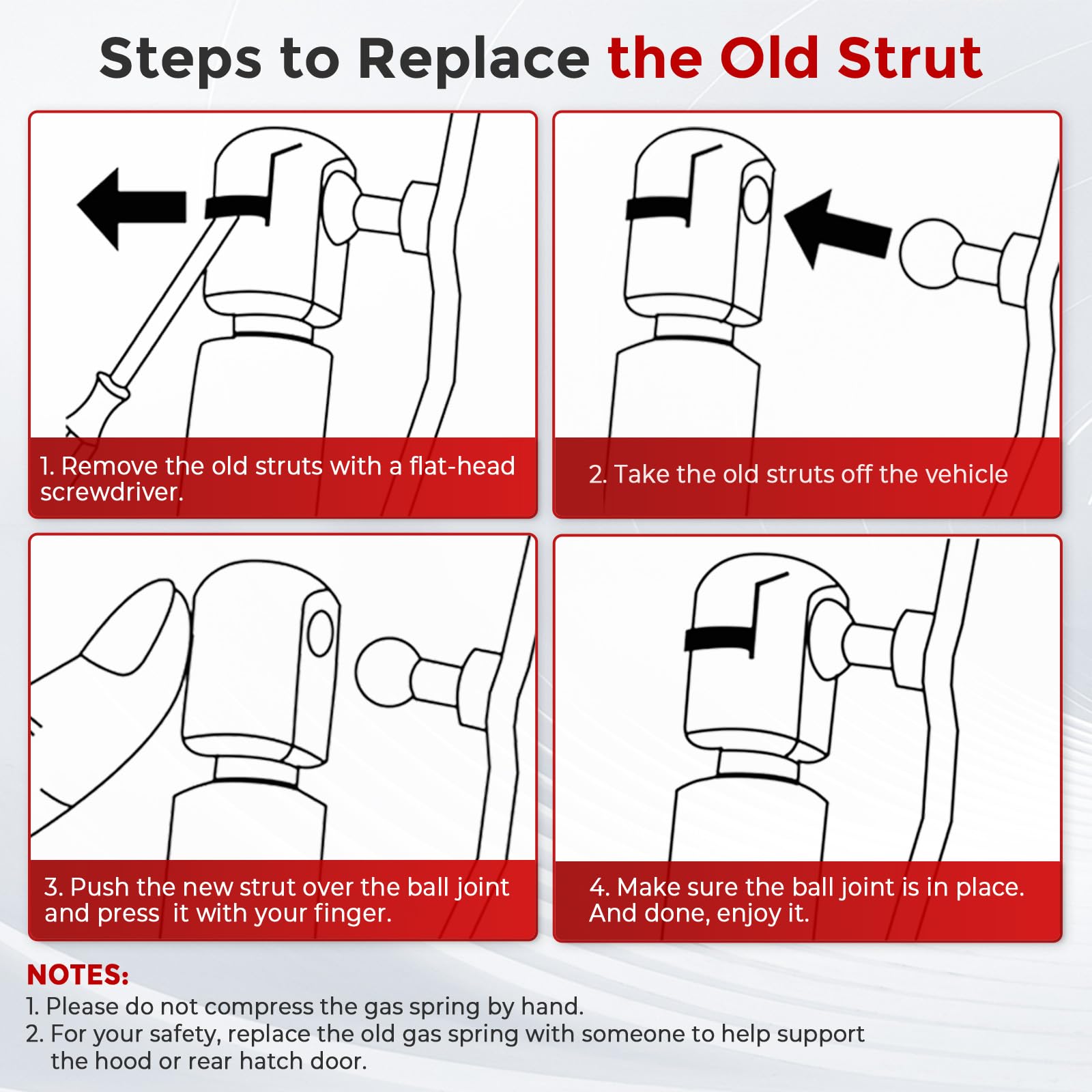 C16-06389 14 Inch 24Lbs/108N Gas Shocks Struts Lift Support For Leer Camper Shell Truck Topper Rear Window, Pickup Toolbox Lid Door, Set Of 2 Vepagoo.