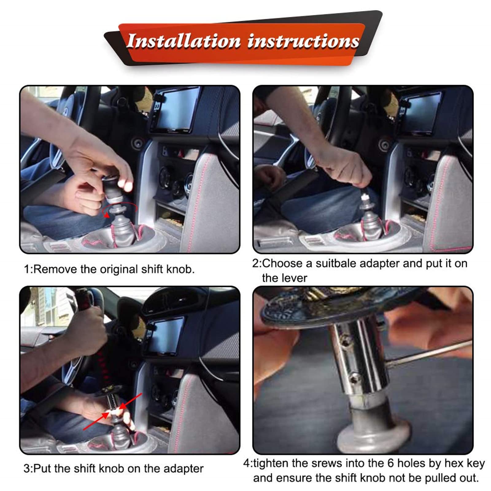 Ryanstar Katana Shift Knob Samurai Sword Gear Shifter With 4 Adapters Universal Fit Compatible With Manual Cars Most Automatic Cars With 4 Adapters Black+Red