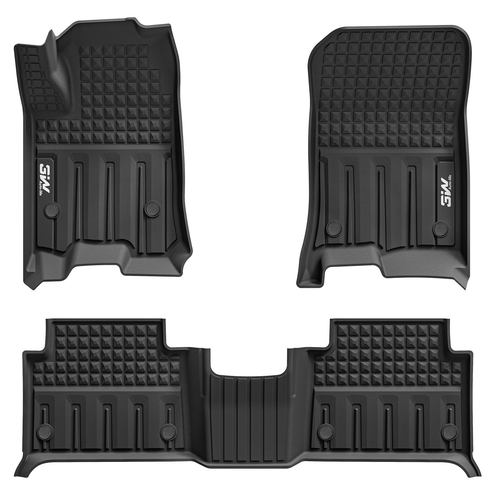 3W Floor Mats For Chevrolet Chevy Colorado/Gmc Canyon Crew Cab 2023 2024 2025, All Weather Tpe Custom Fit Floor Mats For Cars, 1