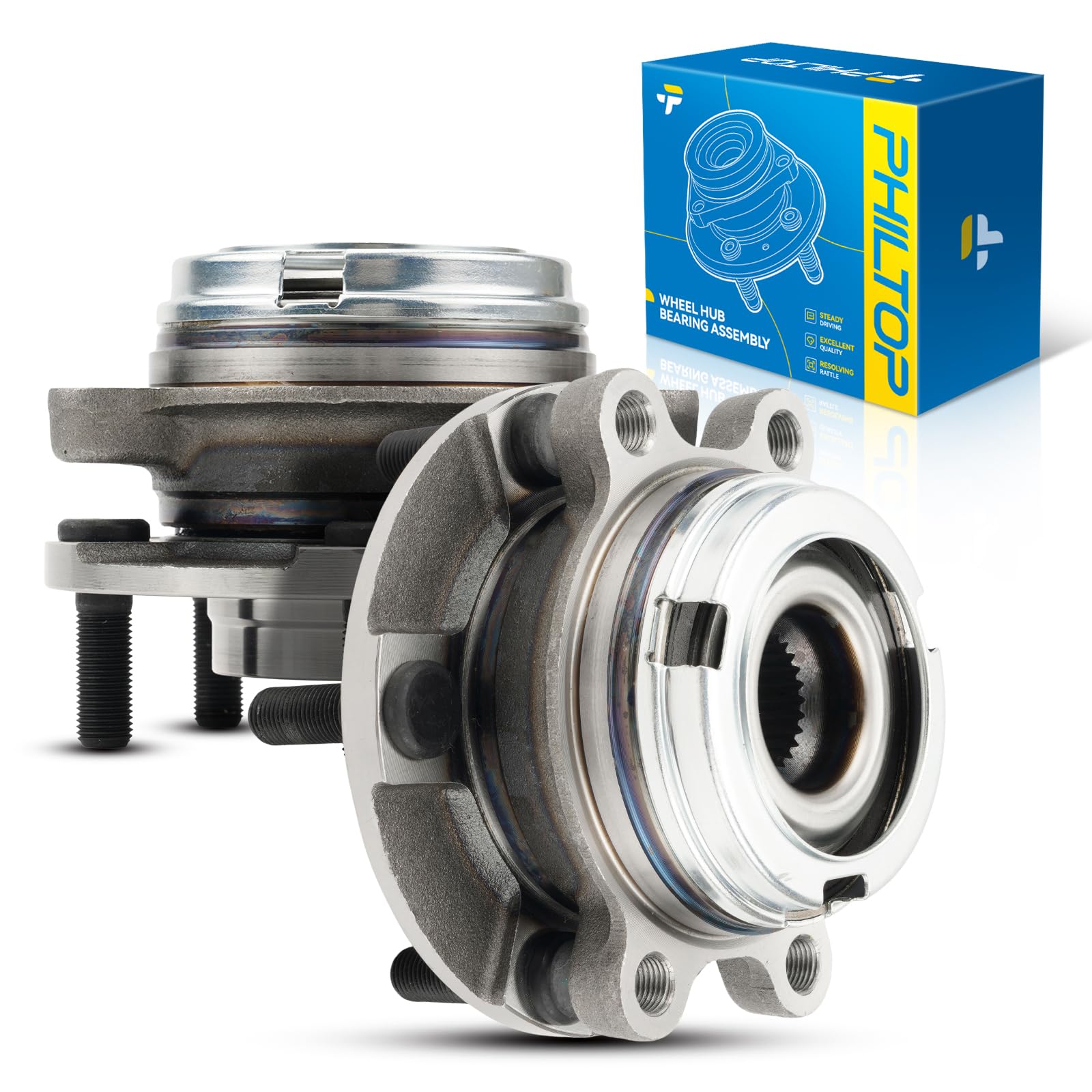 PHILTOP 513294 Front Wheel Hub Bearing Assembly for Altima 2007-2012, Wheel Bearing 5 Lugs 2PCS