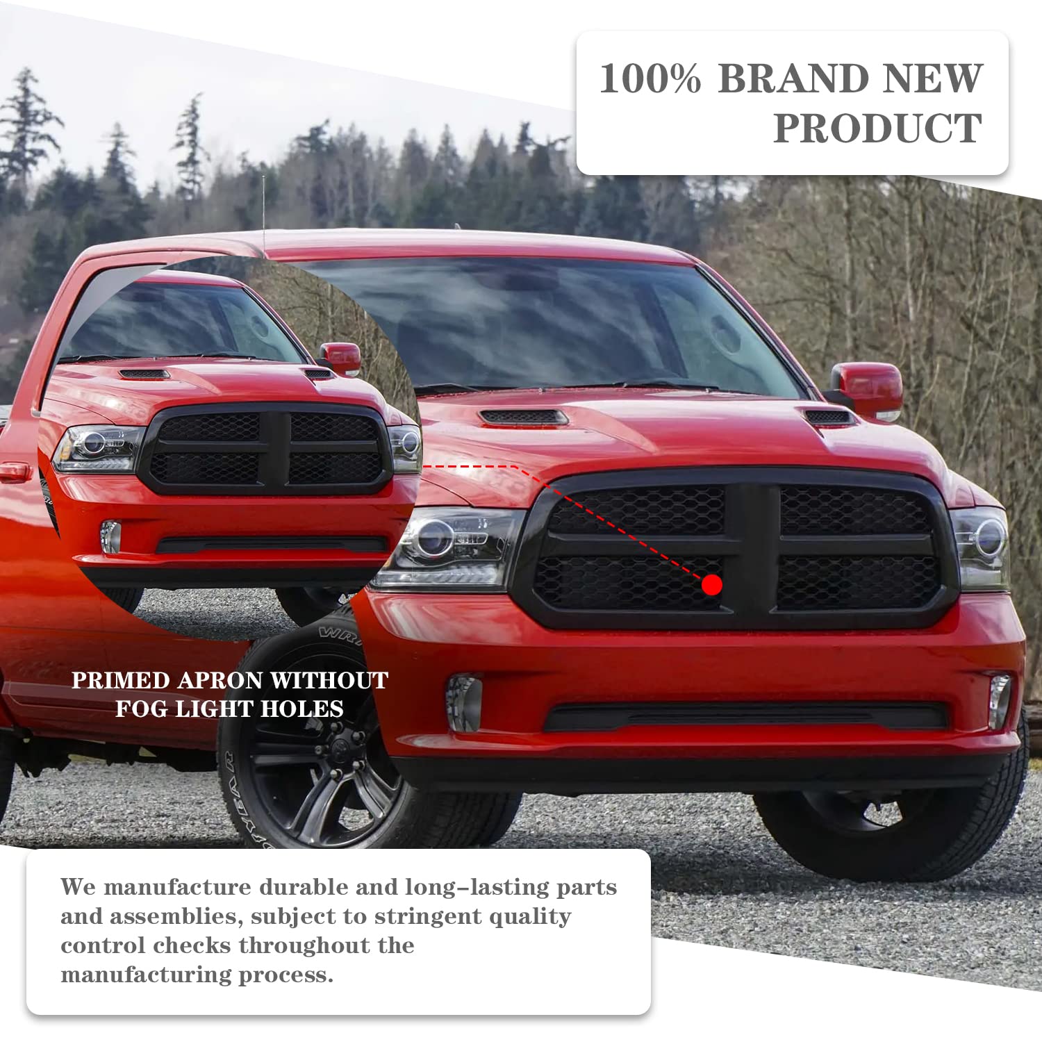 Carpartsdepot Chrome Honeycomb Mesh Grille Insert - Compatible With 1994-2002 Dodge Ram 1500, 2500, 3500 Pickup Truck - Fits Ch1