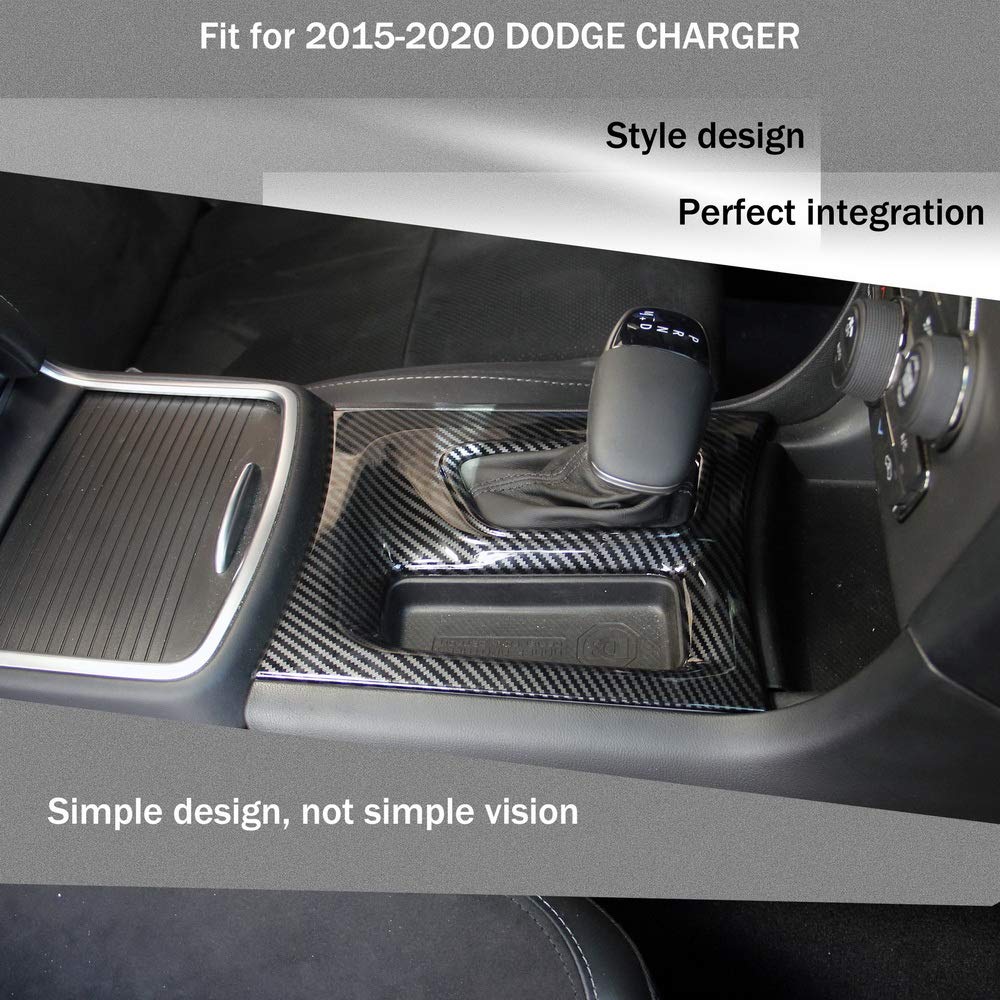 Crosselec Carbon Fiber Central Control Gear Shift Panel Trim Fit For Dodge Charger 2015+ (Black)