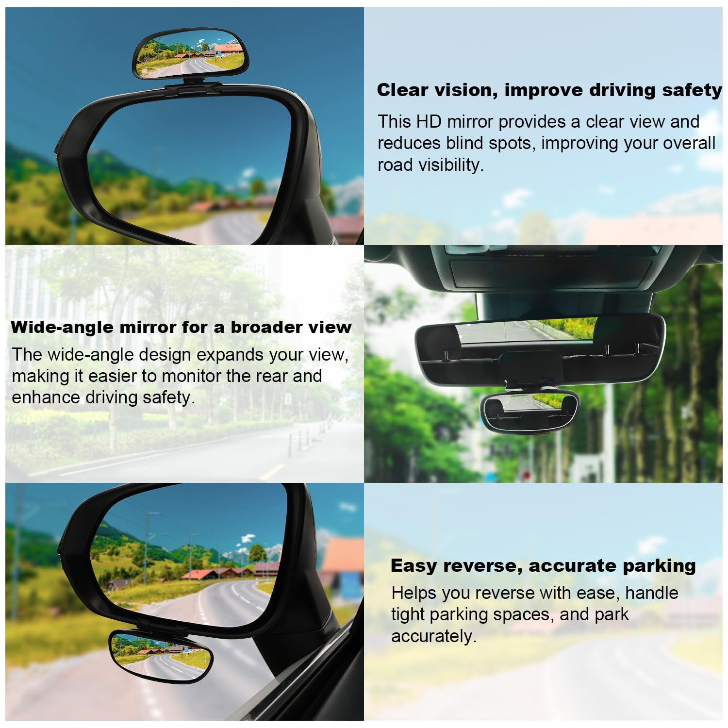 Livtee Blind Spot Mirror, Hd Glass Frameless Convex Rear View Mirrors Exterior Accessories With Wide Angle Adjustable Stick For