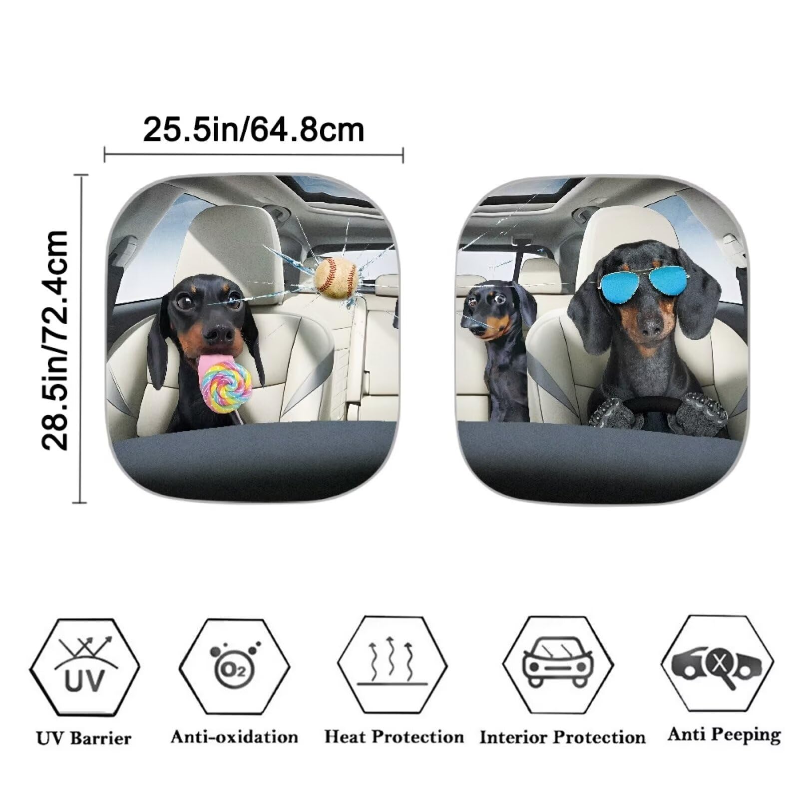 Huisefor Car Windshield Sun Shade Foldable Funny Dachshund Dog Car Front Window Covers Auto Front Windshield Sun Shade Reflectiv