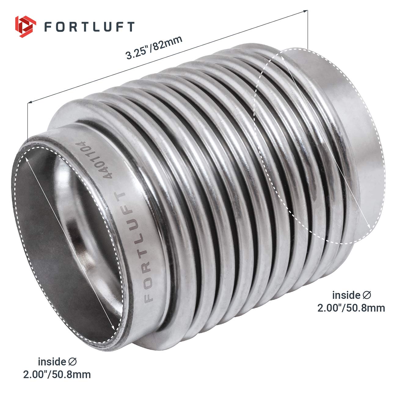 Fortluft Exhaust Flex Pipe (Bellows, 2.00''X3.25''/50.8X82Mm)