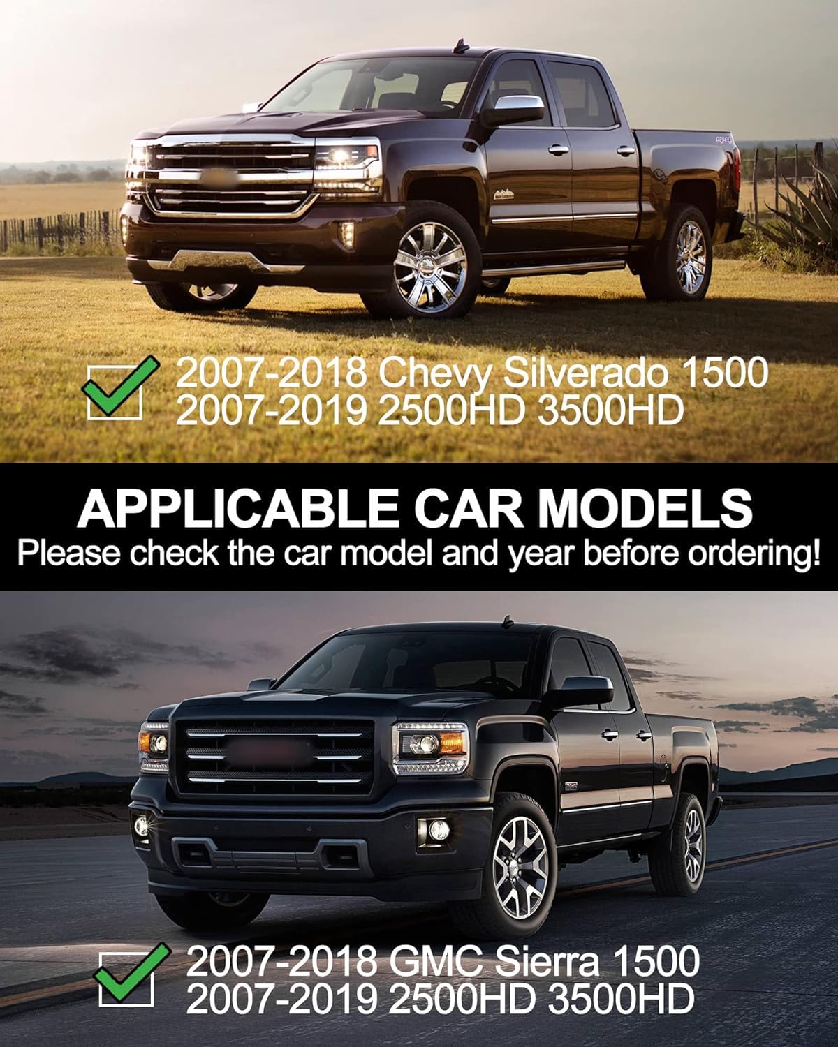 KYBOLT Running Boards Compatible with 2007-2018 Chevy Silverado/GMC Sierra 1500 Crew Cab,Stainless Steel Running Boards for 2007