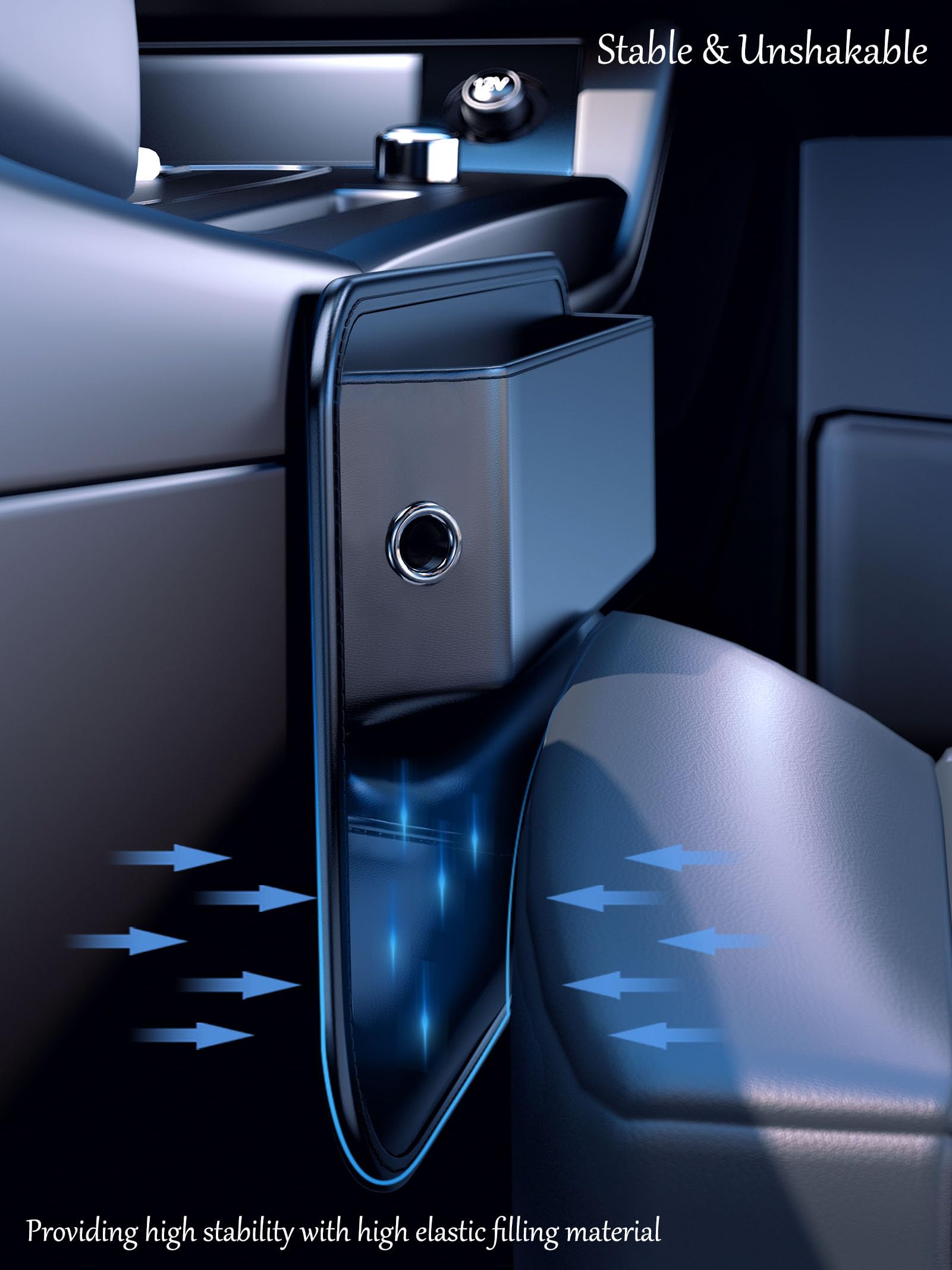 Owntow Universal Fit Car Gap Filler, Premium Leather Seat Gap Filler Organizer, Car Suv Truck Essentials (Black, 1 Pack)