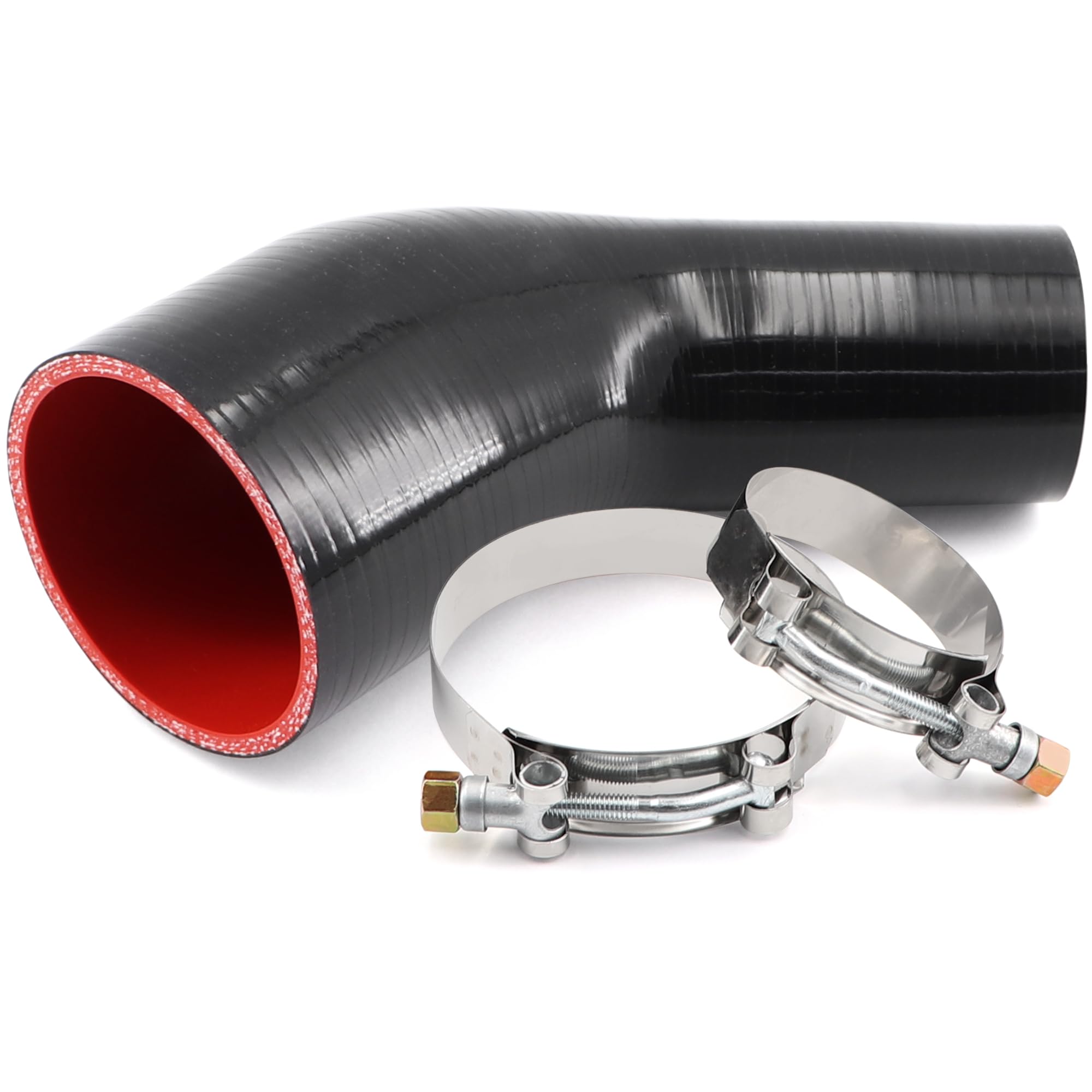 TuoLauthon 45 Degree 2 to 3 Inch(51-76mm) Silicone Reducer Coupler Hose,4-Ply Reinforced,Length 4Inch(102mm) with 2Pcs T-Bolt Cl