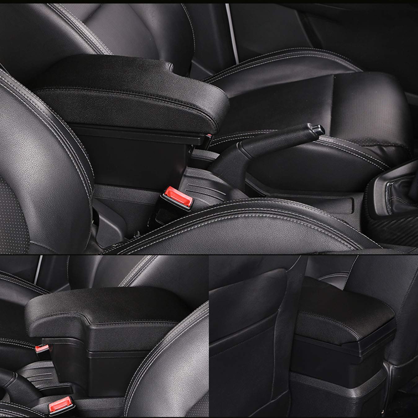 Yjywzh Armrest Box For Toyota Hilux Center Storage Box Organizer Interior Hand Centre Consoles With 3 Usb Port Arm Rest Double-Layer Black Accessories