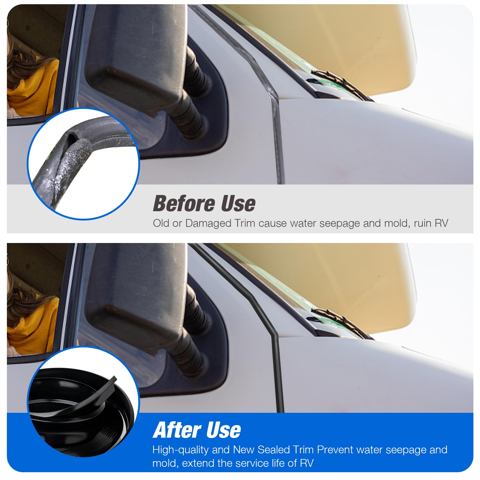 upuuup RV Trim molding Insert Screw Cover Trim Fits for RV Camper Travel (7/8'' Black 50FT)