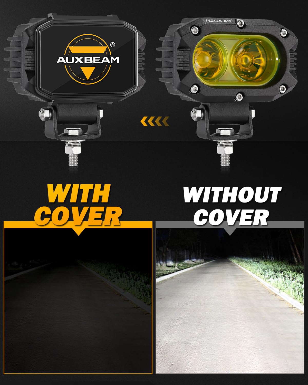 Auxbeam 4 Inch Led Pod Covers, Square Off Road Light Protective Covers, Black Cube Mask Offroad Plastic Light Lens Cover For Tru