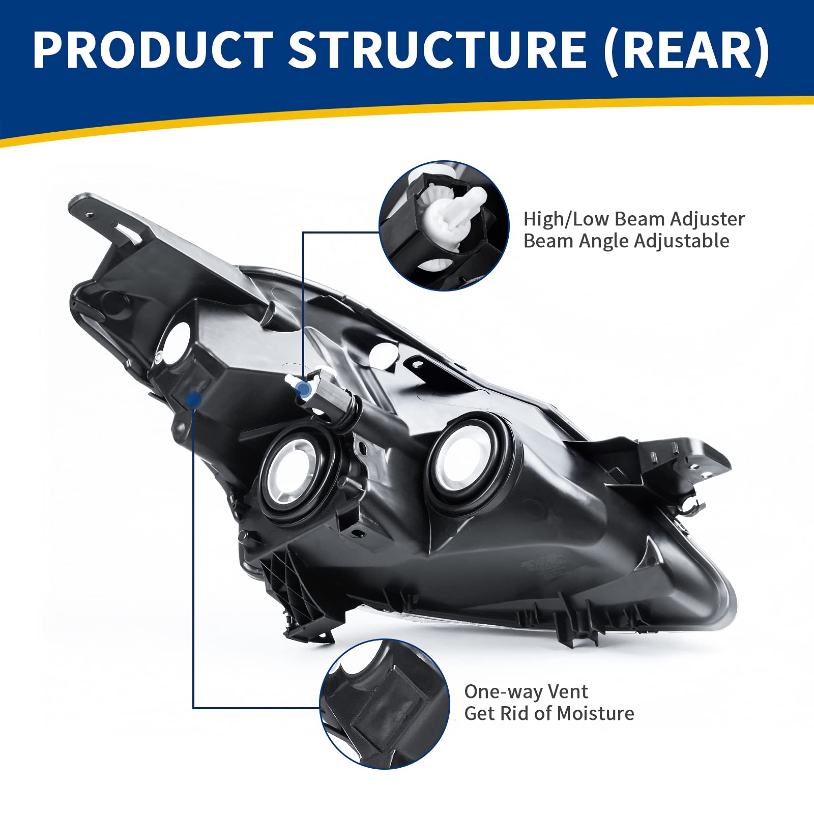 Autosaver88 Headlight Assembly Compatible With 07 08 09 Altima Sedan 4-Door 2007 2008 2009 Altima Black Housing With Amber Refle