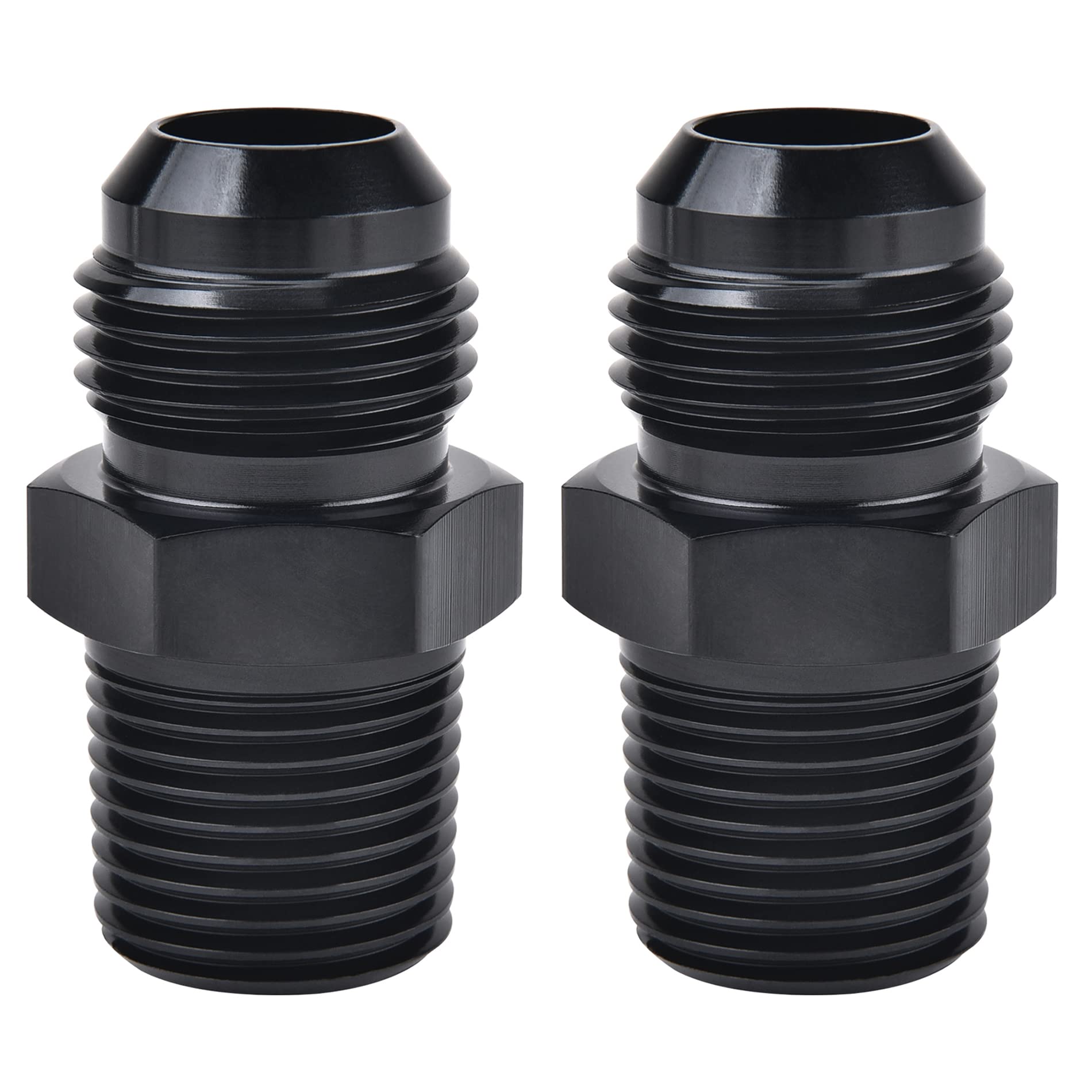 Evil Energy 8An Male To 3/8'' Npt Fitting Straight Aluminum Black 2Pcs
