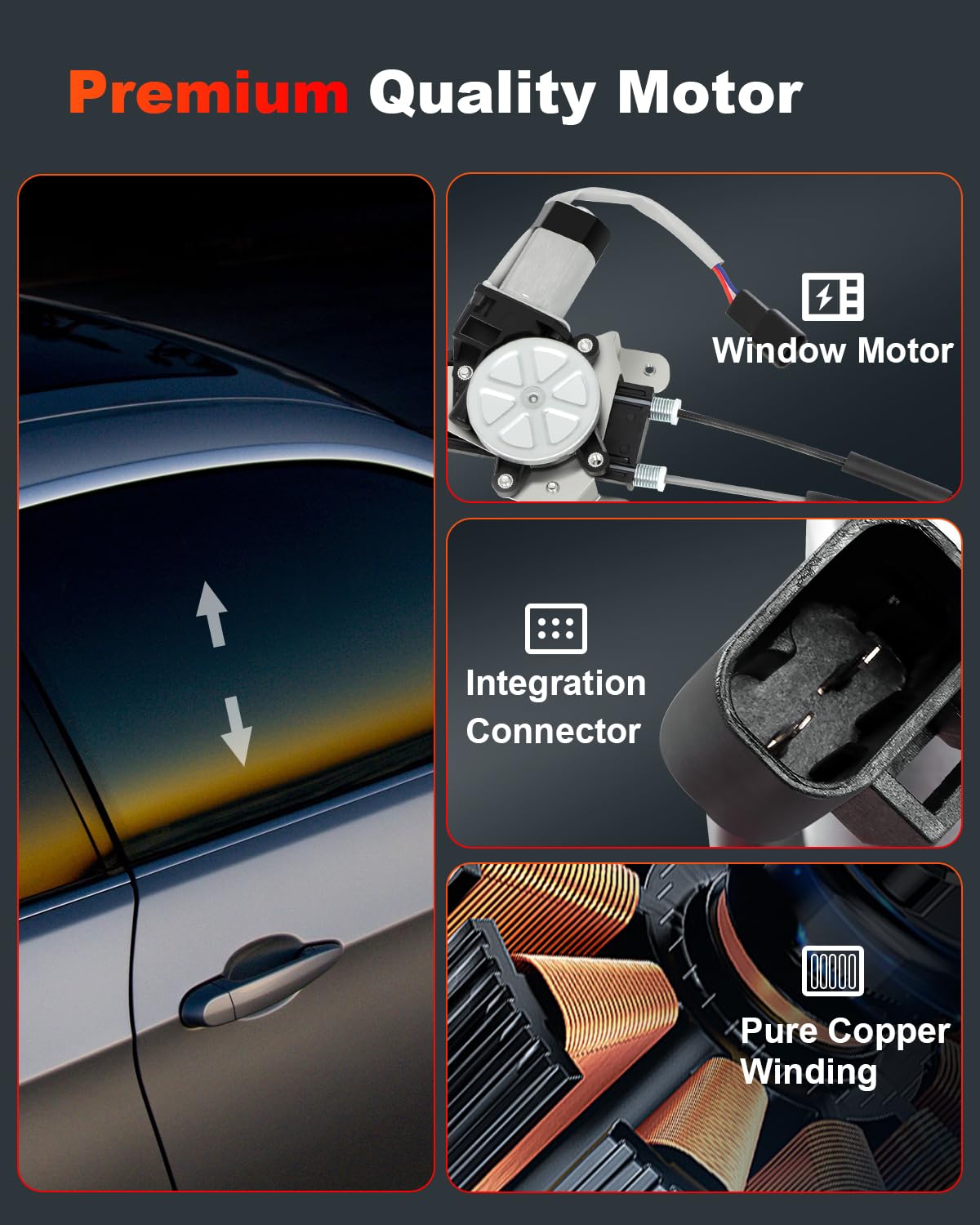 Power Window Regulator with Motor Assembly Front Left Drivers Side Replacement Replacement fit for 1997-2005 for Buick Century 1