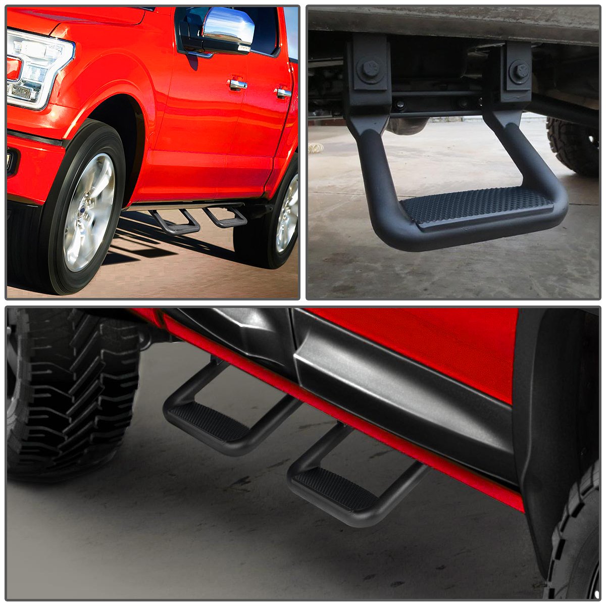 Dna Motoring Sstep-Bk Pair Black Aluminum Side Hoop Steps Compatible With Most Pickups And Suv'S, 12 L X 11 W X 8 H