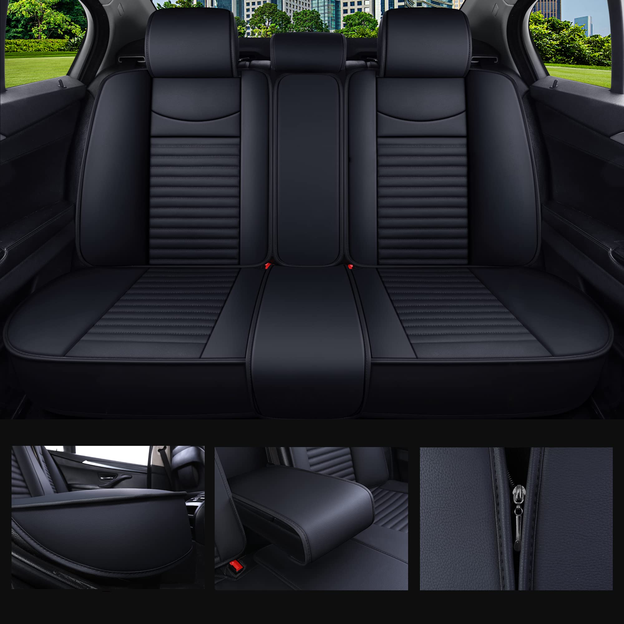 Aierxuan Back Rear Seat Covers Universal for Toyota Honda Kia Ford Mazda Jeep Lexus Waterproof Leather Compatible with Split Ben