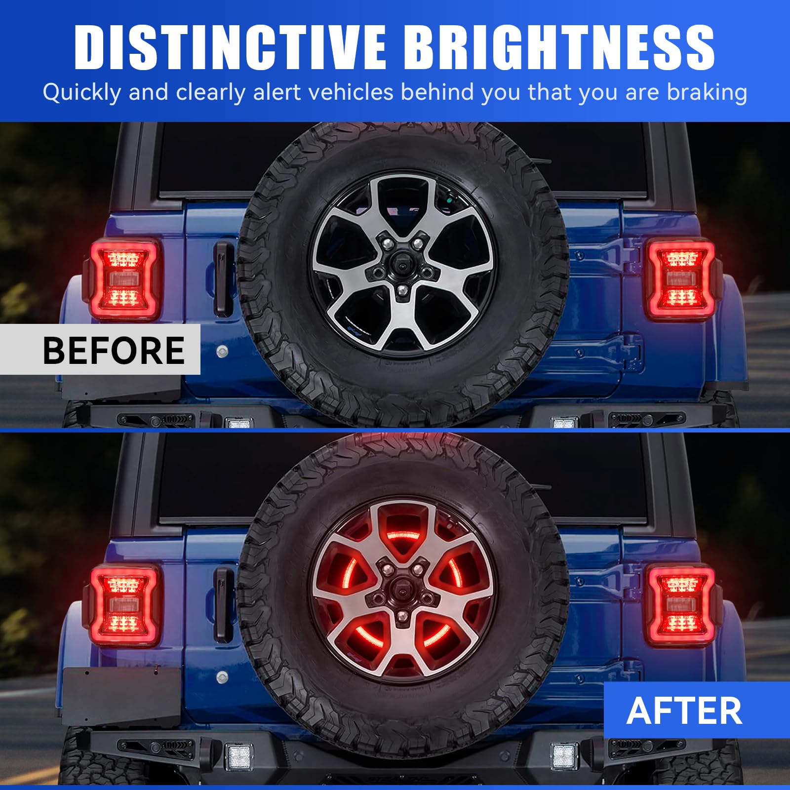 Suparee Spare Tire Brake Light Fit For 2018-2025 Jeep Wrangler Jl Jlu, Plug And Play 4Th Third Brake Light Rear Led Ring Wheel L