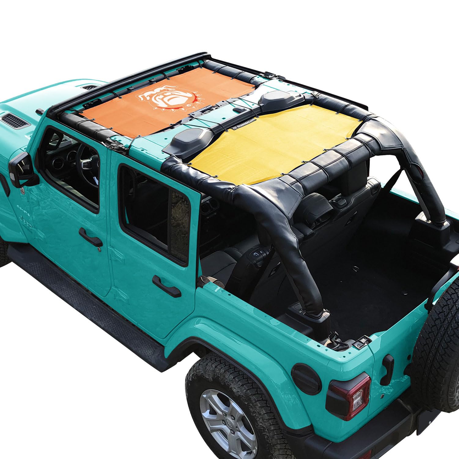 Shadeidea Sun Shade For Jeep Wrangler, Jl (2018-2023) 4 Door Top Sunshade, Front & Rear - Jlu Mesh Screen Cover, Uv Blocker With