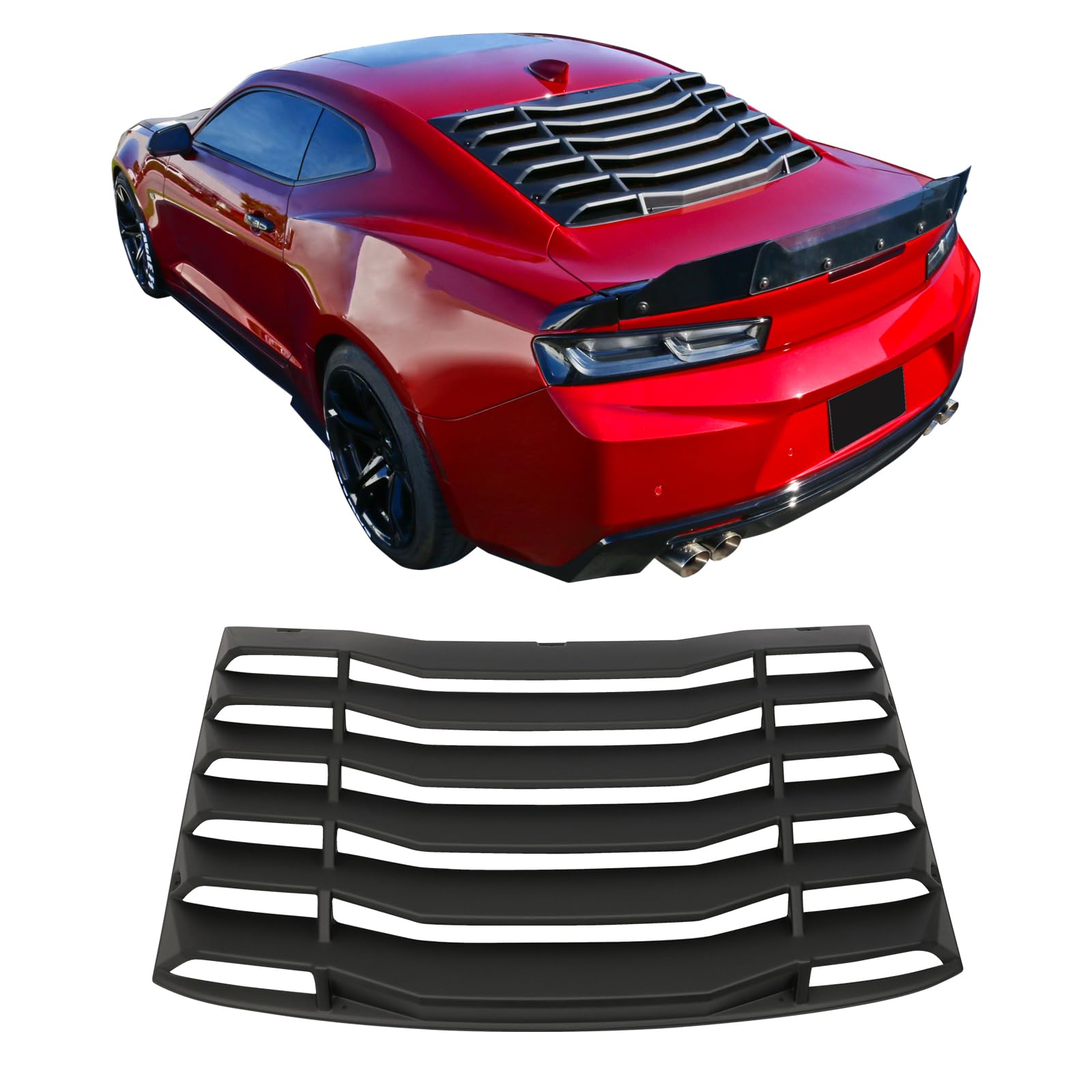Windshield Louver Compatible With 2016-2022 Chevy Camaro (Not Fit Convertible), IKON Style Rear Window Louvers Cover Sun Shade A