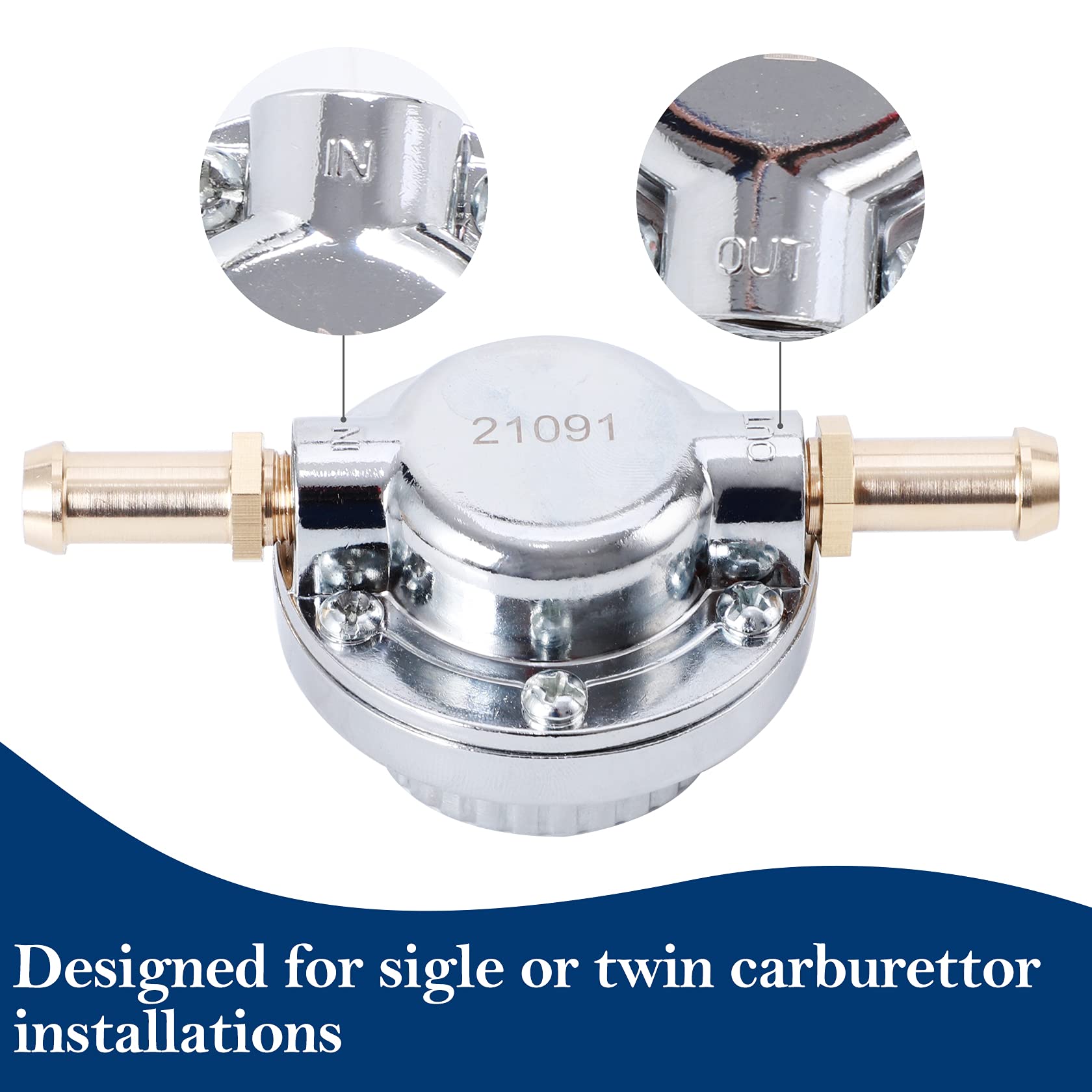 Pilida 9710 Fuel Pressure Regulator Kit: Manual 5-Speed Adjustable Engine Carburetor Carb With 1/4'', 5/16'',3/8'' Fuel Adapters