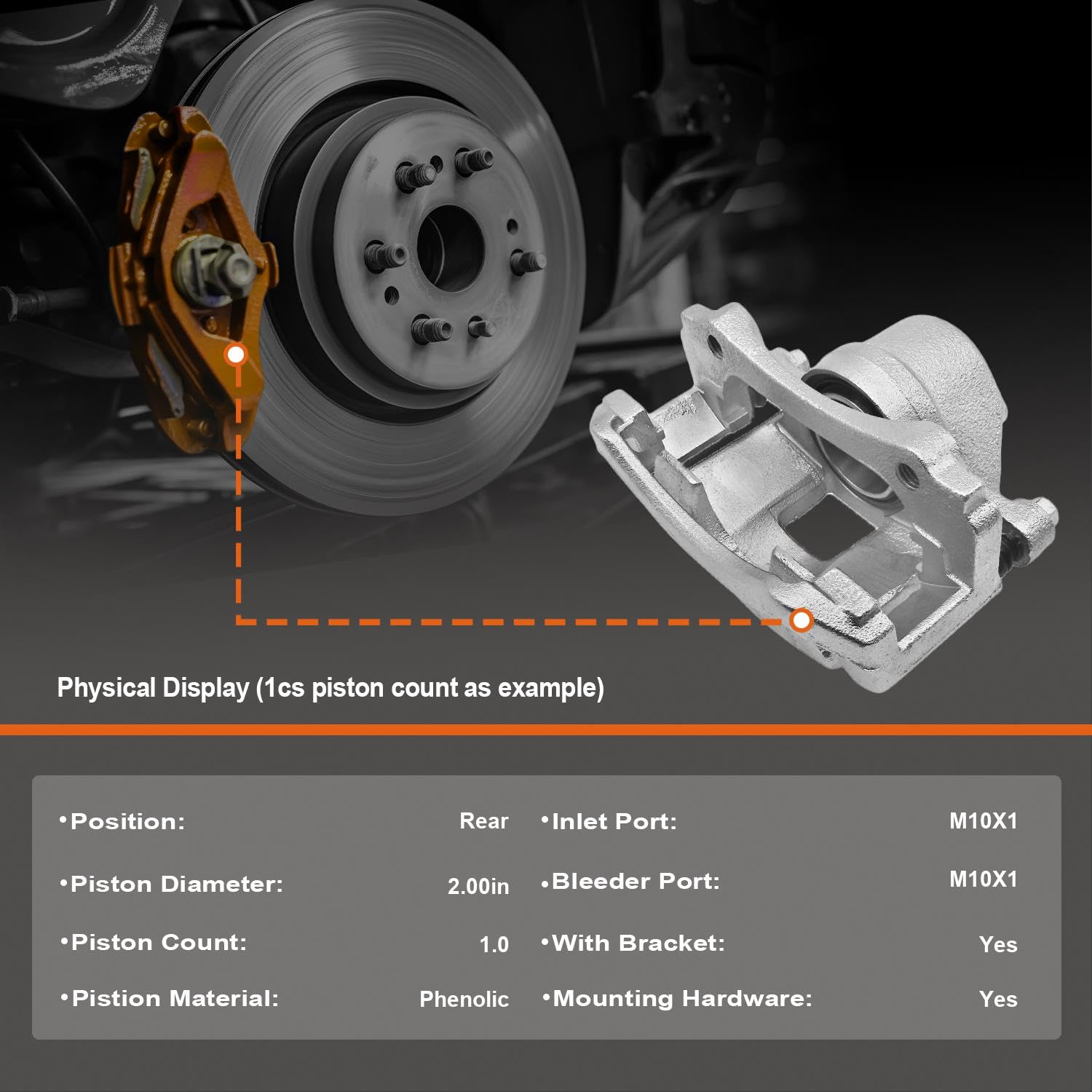 Anpulsero Rear Brake Caliper with Bracket Compatible with Select Chevy, GMC and Cadillac Models - Avalanche, Silverado 1500, Sub