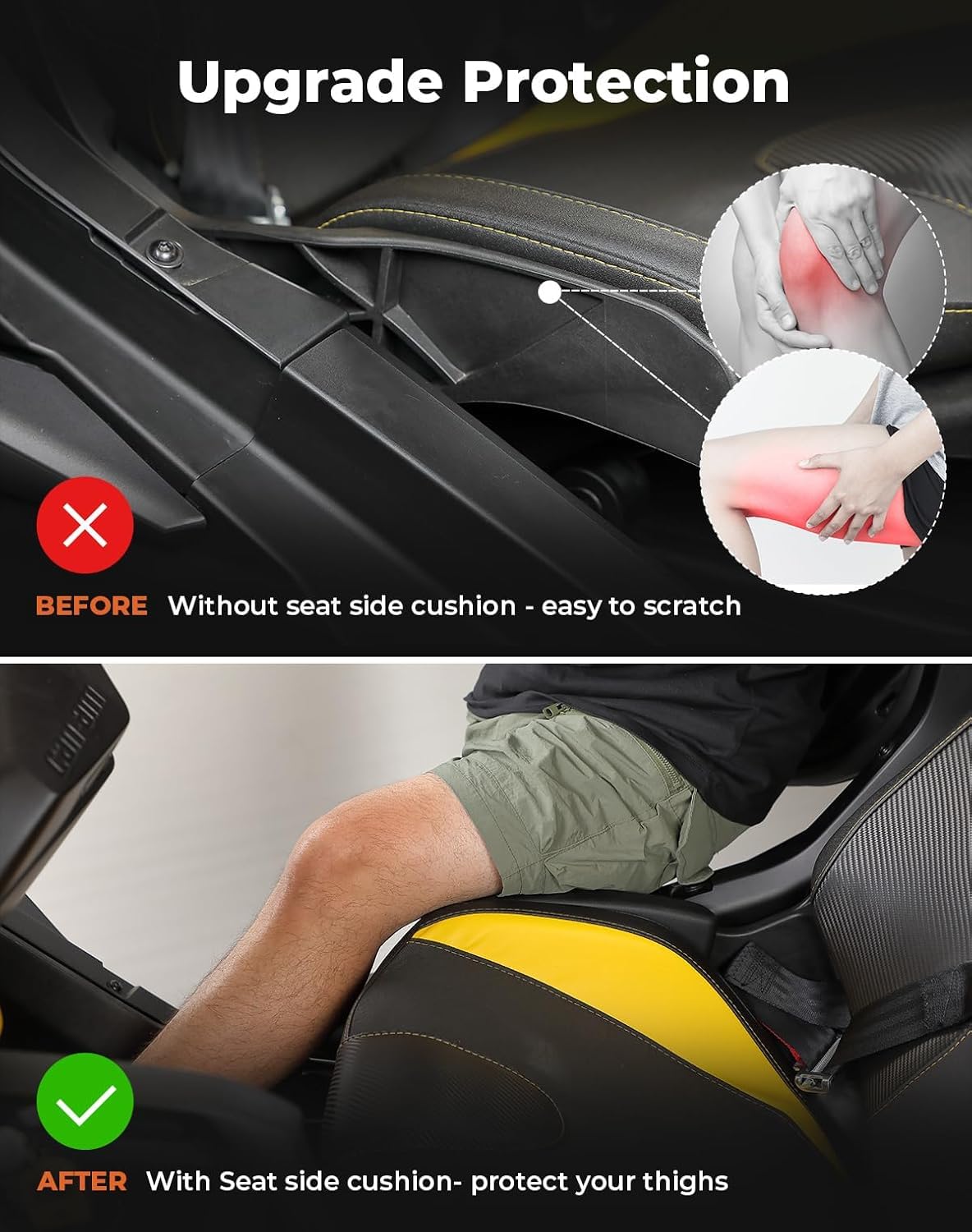 KEMIMOTO Seat Side Pad Assembly Compatible with 2017-2024 Can-Am Maverick X3 MAX and Maverick R, PU Foam Soft Seat Side Cushion