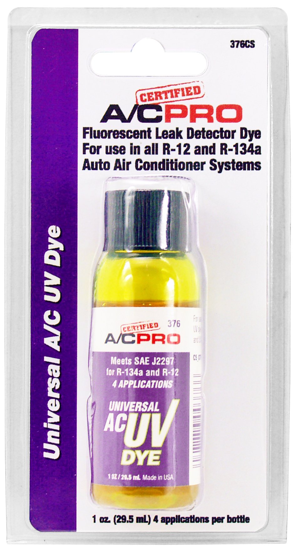 InterDynamics Certified A/C Pro Car Air Conditioner Leak Detector Dye, Detection UV Dye Detects Leaks in R-12 and R-134A Conditi