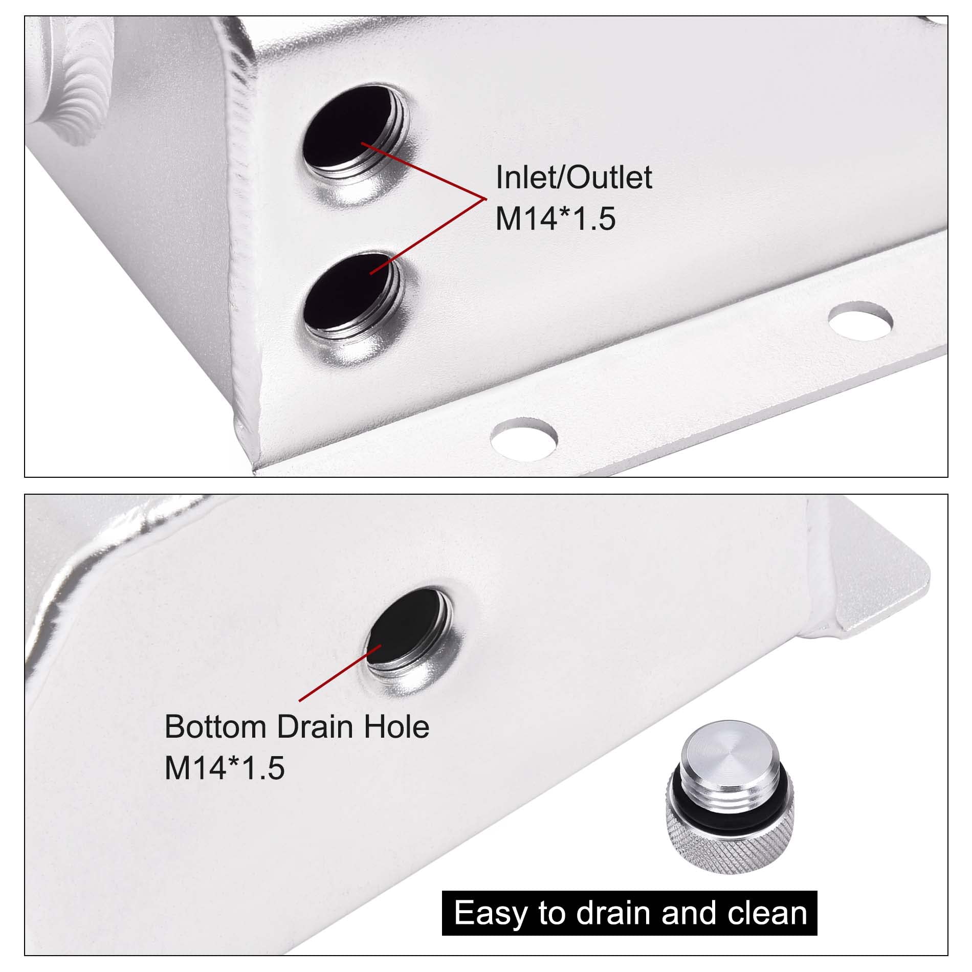 Evil Energy Radiator Coolant Overflow Tank,Coolant Recovery Tank 1L Aluminum Universal