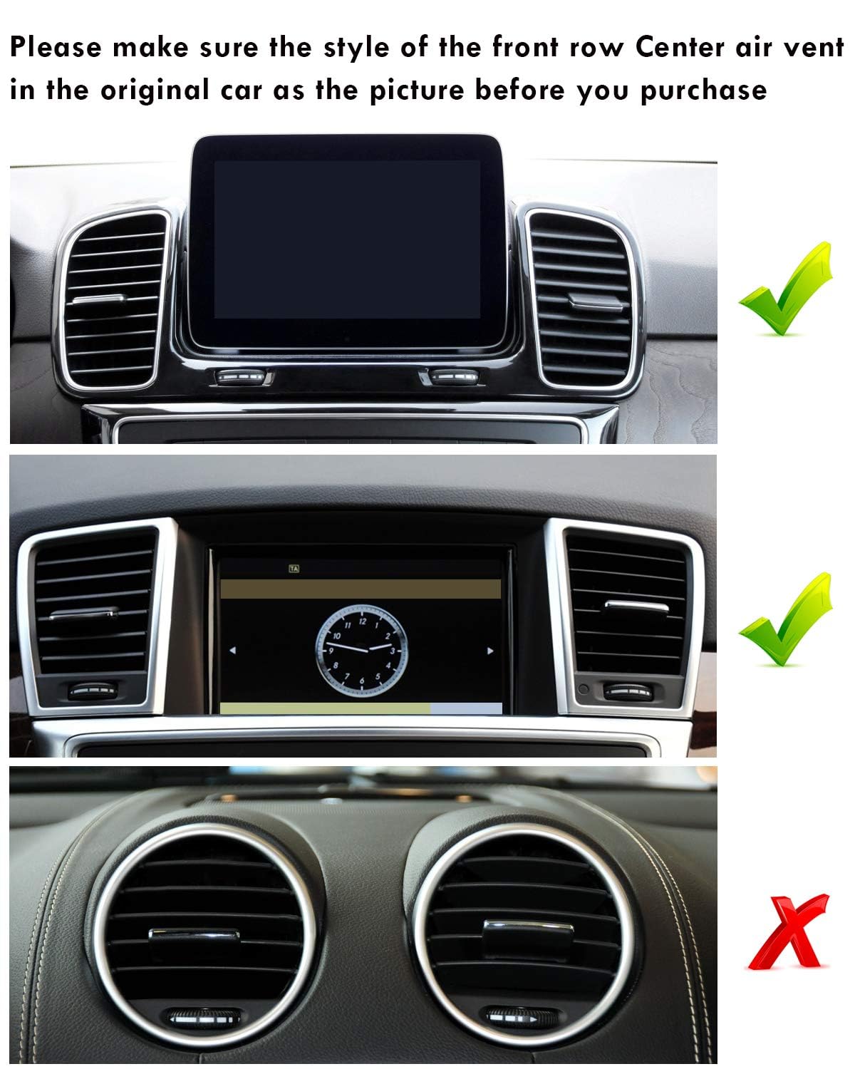 Moonlinks Compatible With Mercedes Benz Air Vent Outlet Tabs, Front Center Row Air Vent Clip Tab Replacement For W166 Ml Class 2012-2015 Gle Class 2016-2019 X166 Gl Class 2013-2016 Gls Class 2017-2019