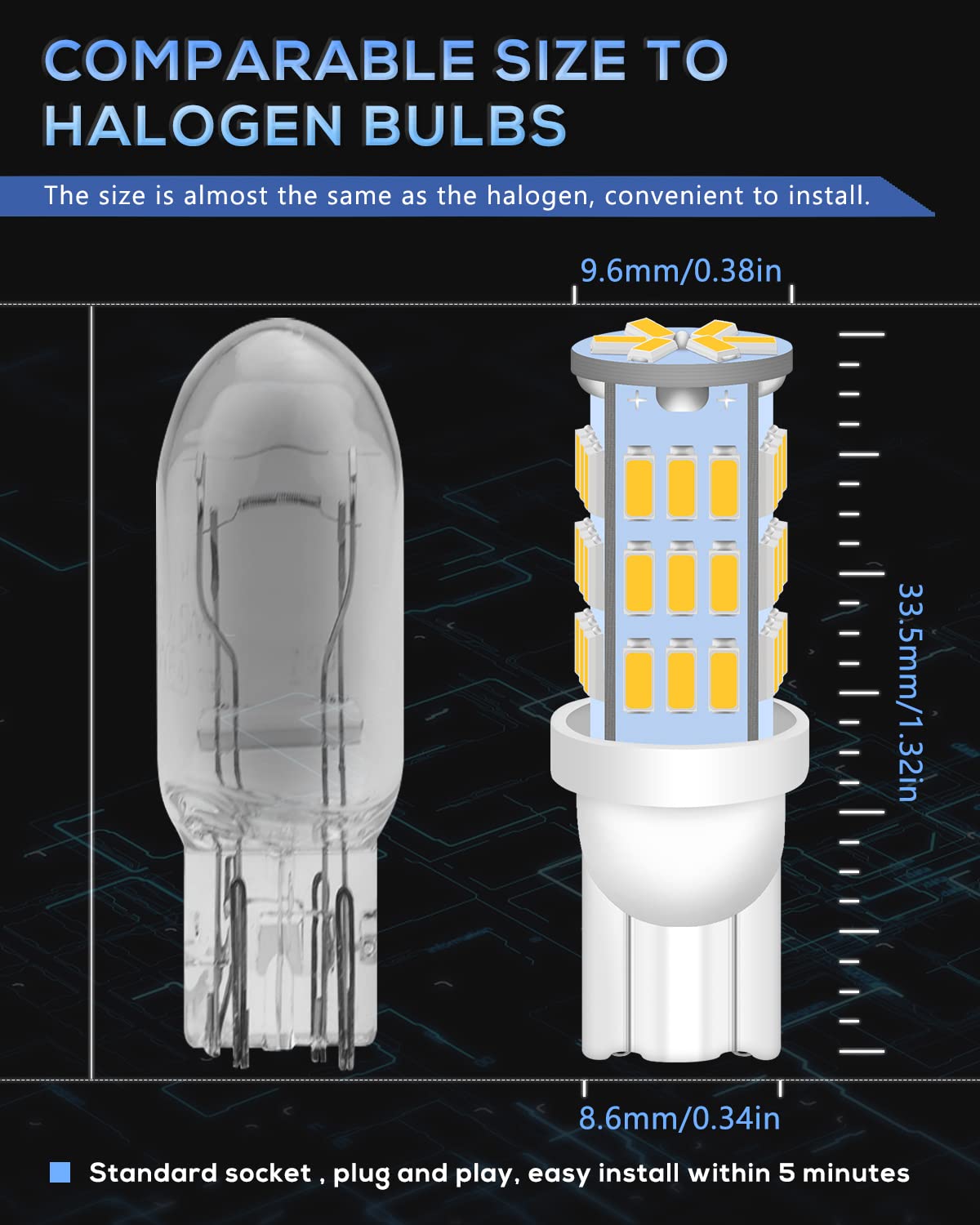 Qoope T10 194 921 Led Light Bulbs, Super Bright 912 168 175 Led Bulbs 12 Volt Rv Camper Trailer Boat Trunk Interior Dome Map Lic
