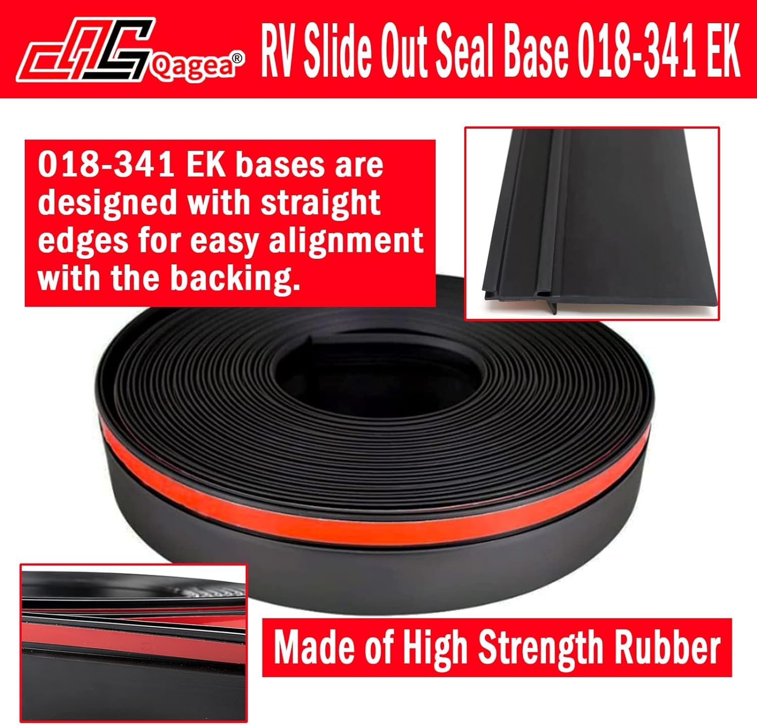 Qagea Rv Slide Out Seal Base 018-341 Ek Weather Stripping 1/2' X 2.75' X 35' Black Rubbers