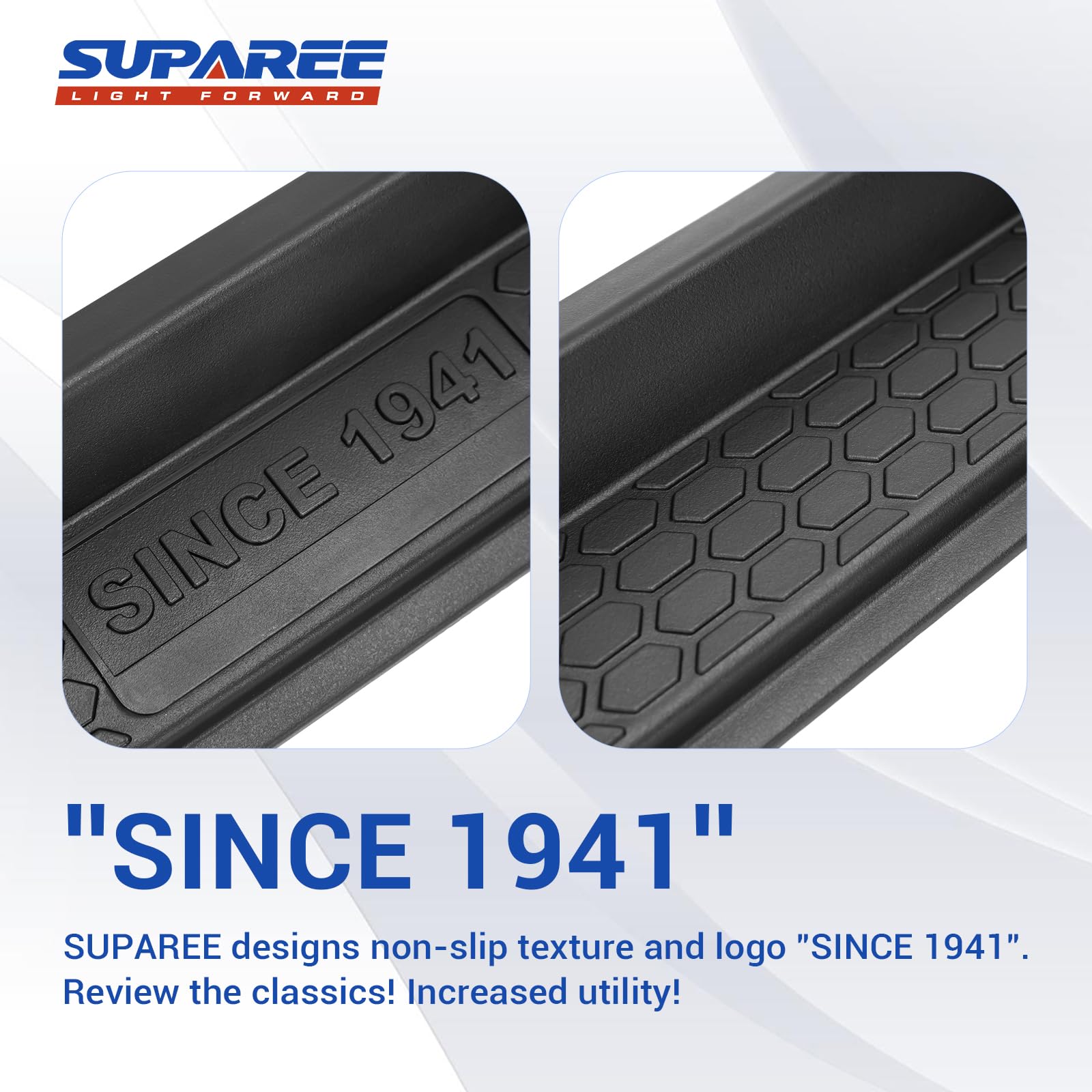 SUPAREE Door Sill Guards with Logo 1941 fits Jeep Wrangler JKU 4-Door 2007-2018, Black Rubber All Terrain Door Entry Guards Thre