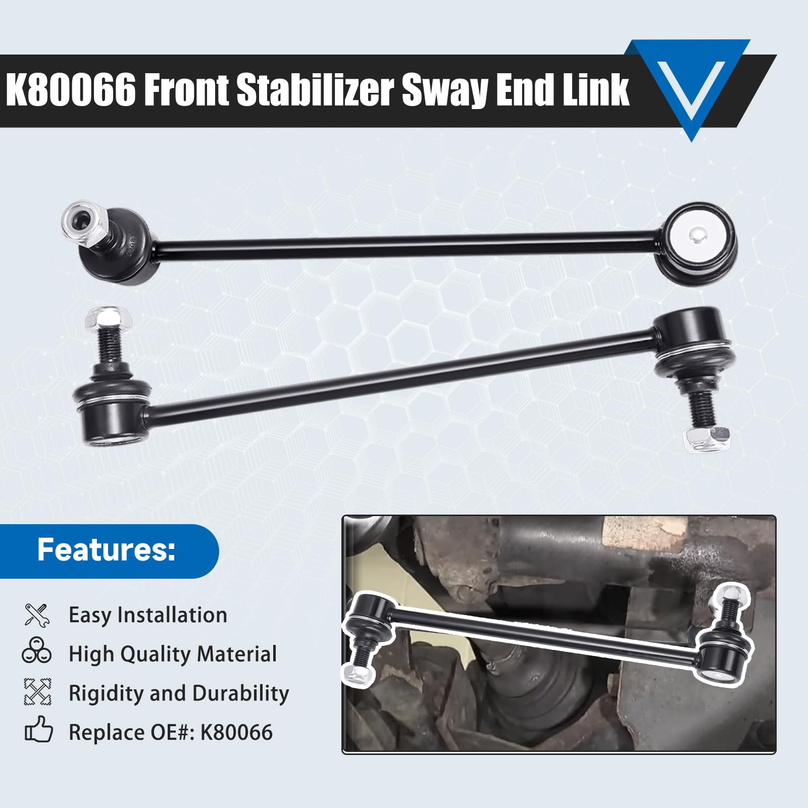 K80066 Sway Bar Links - Front Stabilizer Bar End Links Compatible With Ford Focus Contour Transit Connect Mystique 1995-2013