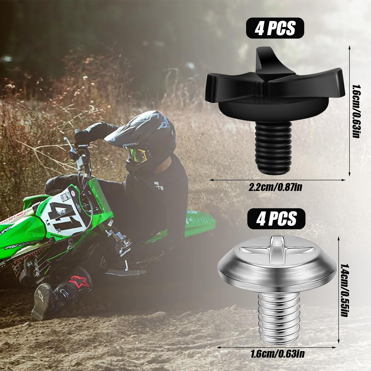 Leteveri 8Pcs Motorcycle Helmet Screws - Motorcycle Helmet Visor Screws Helmet Accessories (Black, Silver)