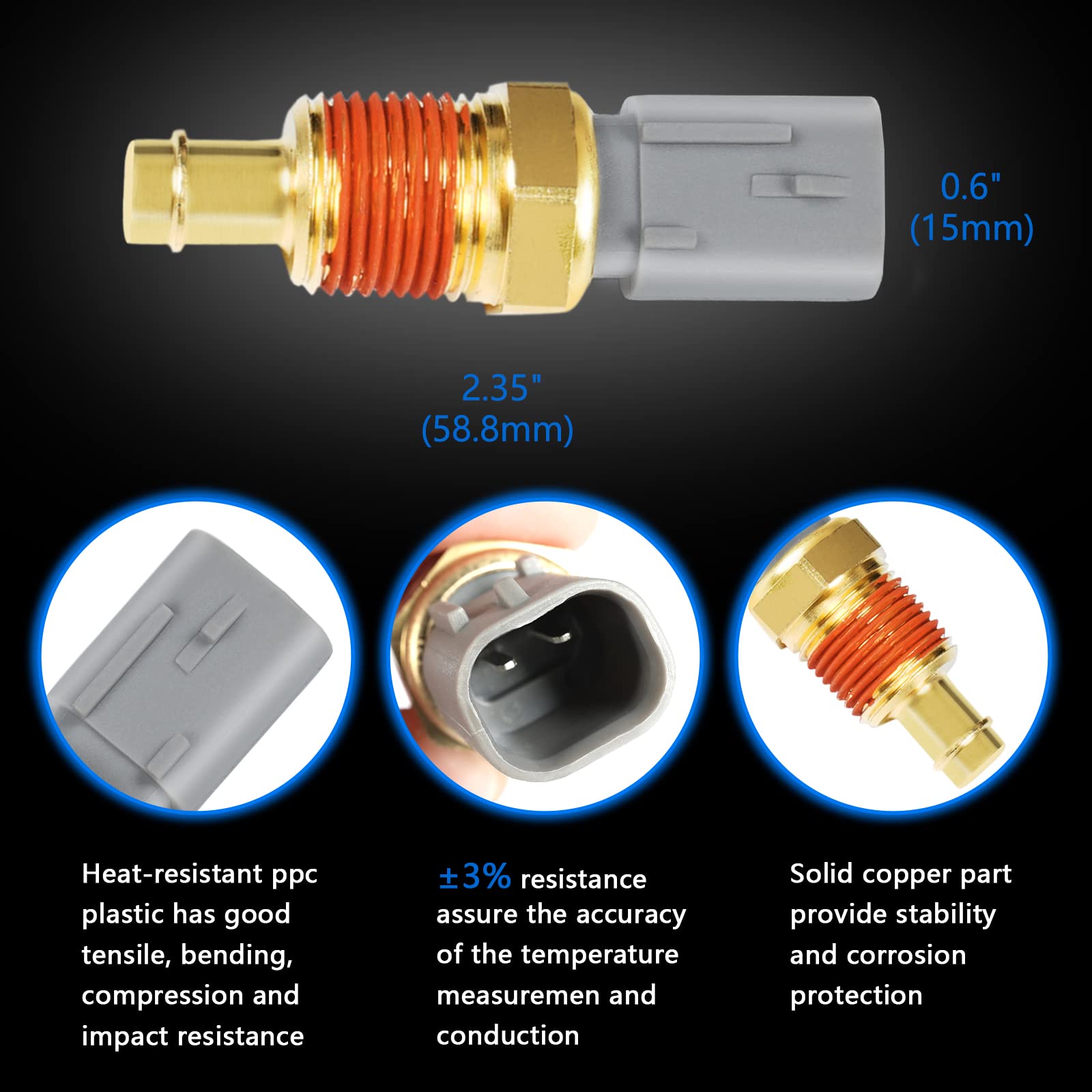 Otuayauto 5149077Ab Premium Engine Water Coolant Temperature Sensor - Replacement For Jeep Wrangler Grand Cherokee Liberty Comma