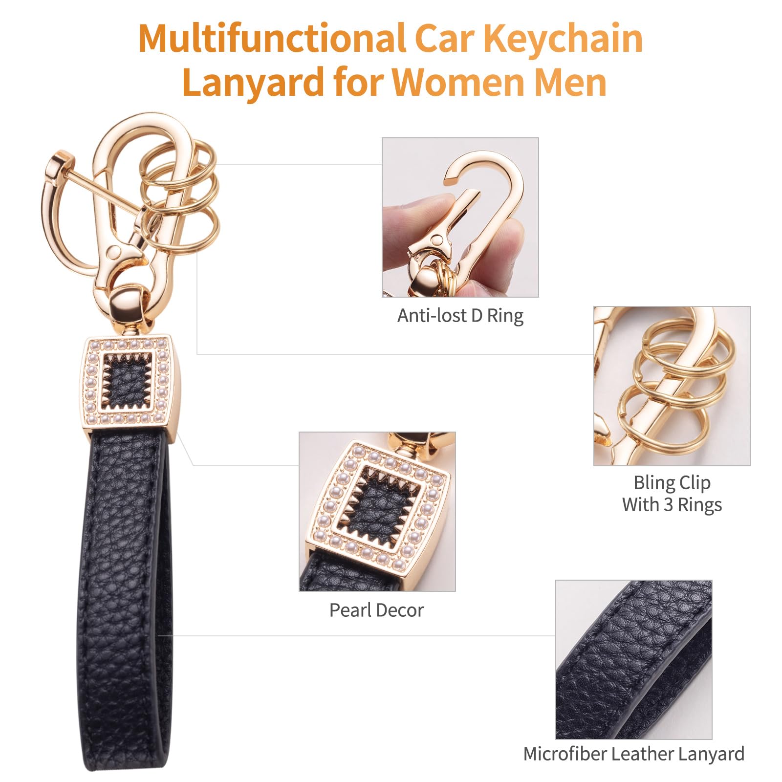 CACARLIKE - Benz Key Fob Cover, Leather Lanyard with Smart Key Protection, Compatible with A, C, G, E & S Class 2017-2021