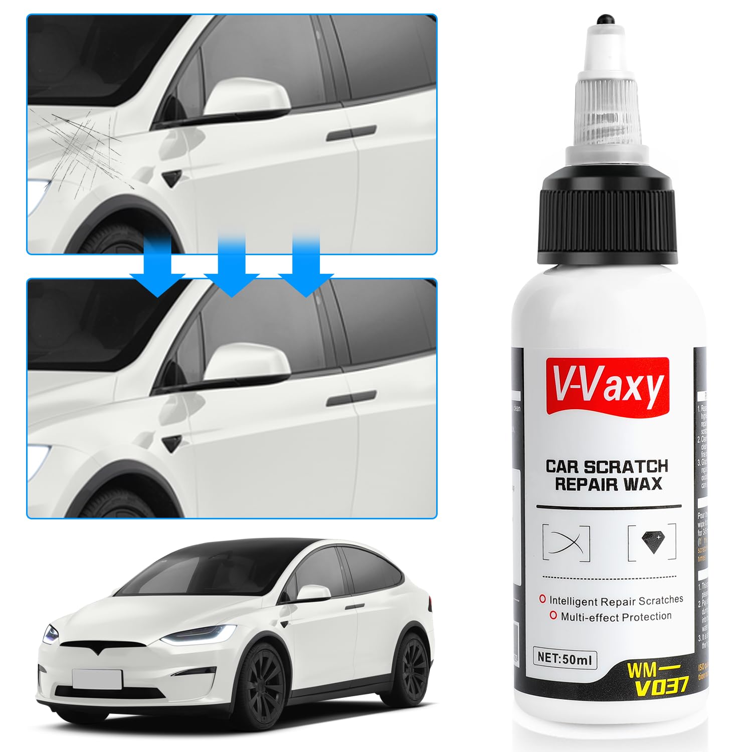 V-Vaxy Car Scratch Repair Wax, Car Buff Out Scratch, Car Paint Scratch Repair, Car Scratch Repair Paste, Car Wax Scratch Kit, Mu